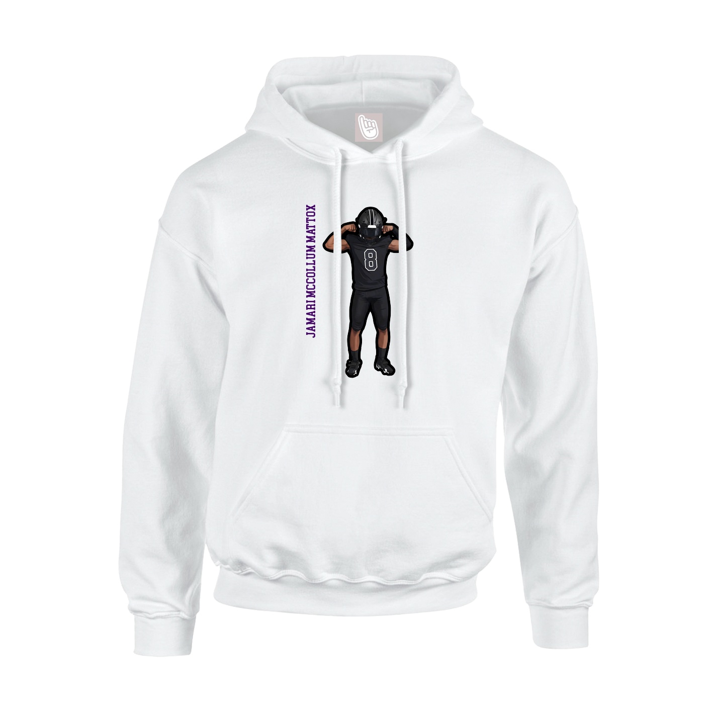 Youth Hoodie — Name Vertical in White