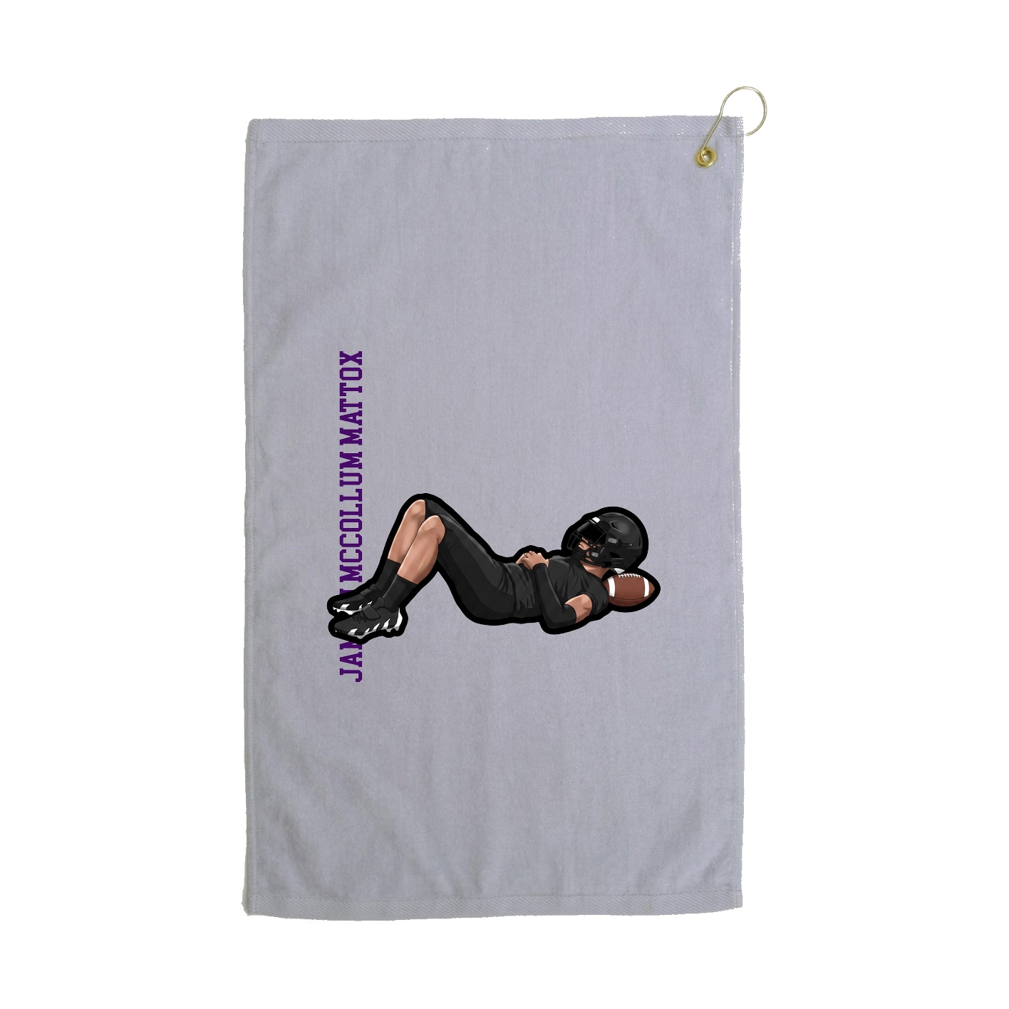 Golf Towel — Name Vertical in Grey