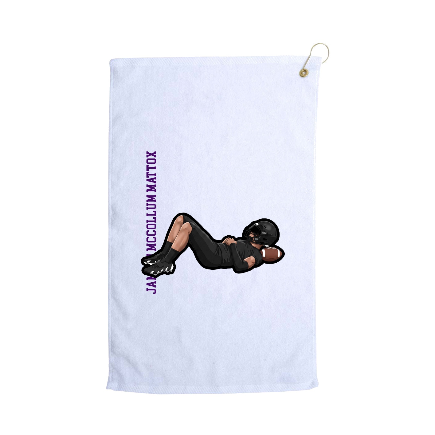 Golf Towel — Name Vertical in White