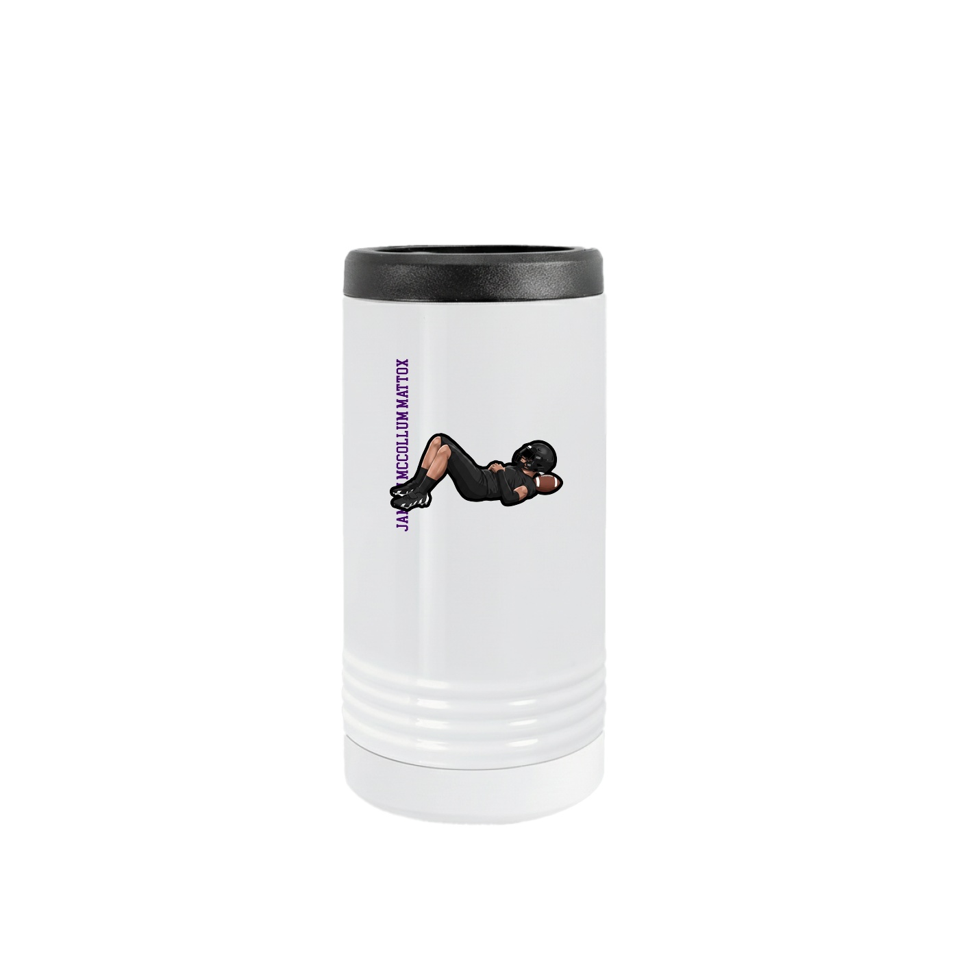 Slim Beverage Holder — Name Vertical in White