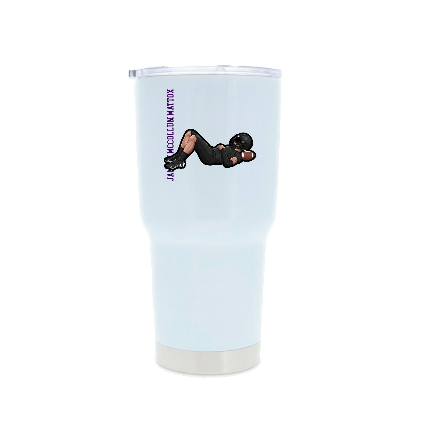 30oz Stainless Steel Tumbler — Name Vertical in White