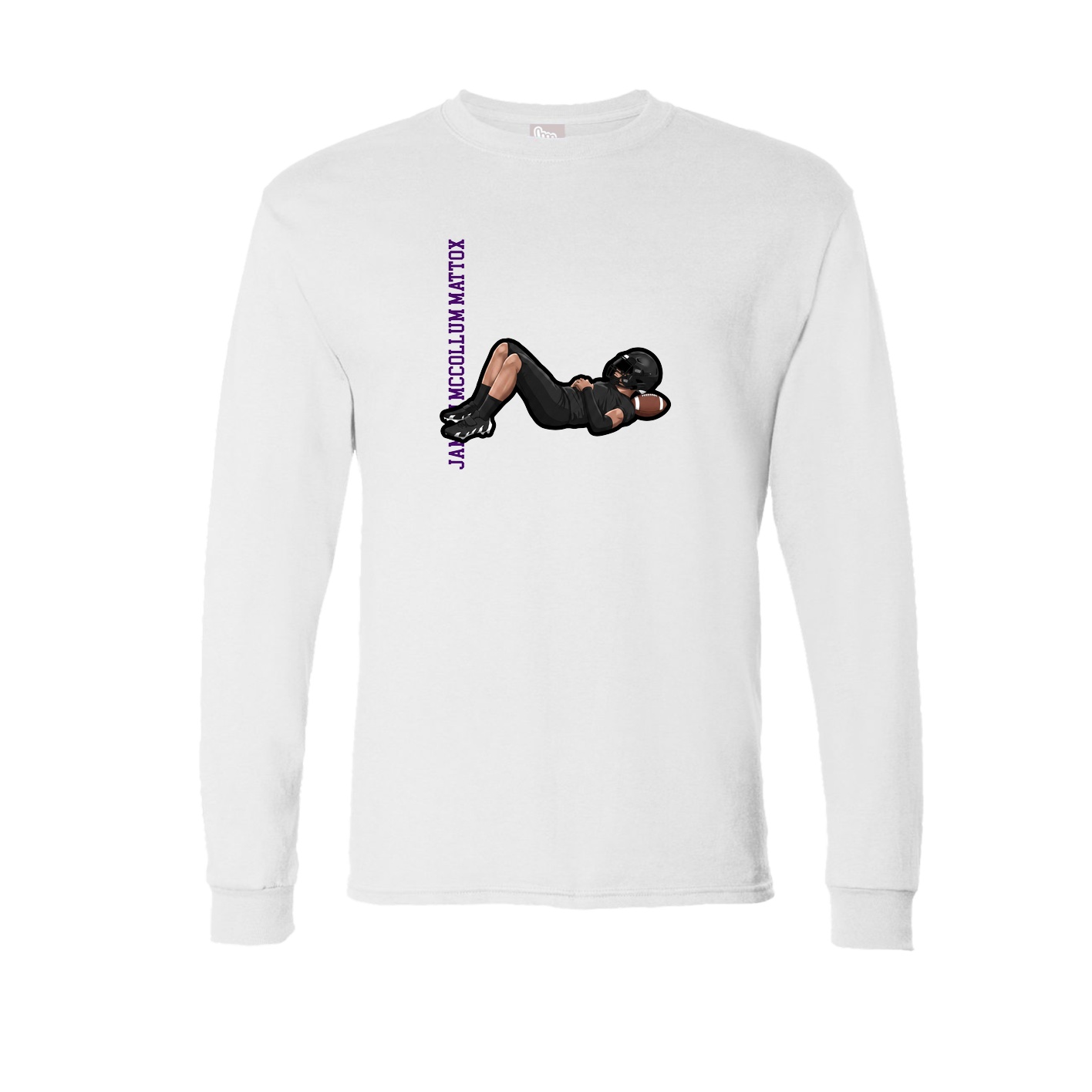 Long Sleeve Tee — Name Vertical in White