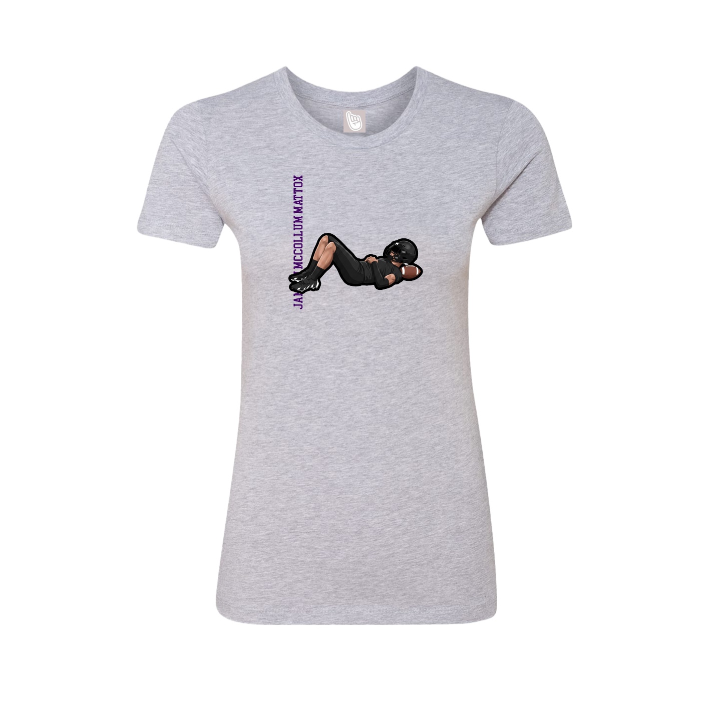 Fitted Women's Tee — Name Vertical in Grey