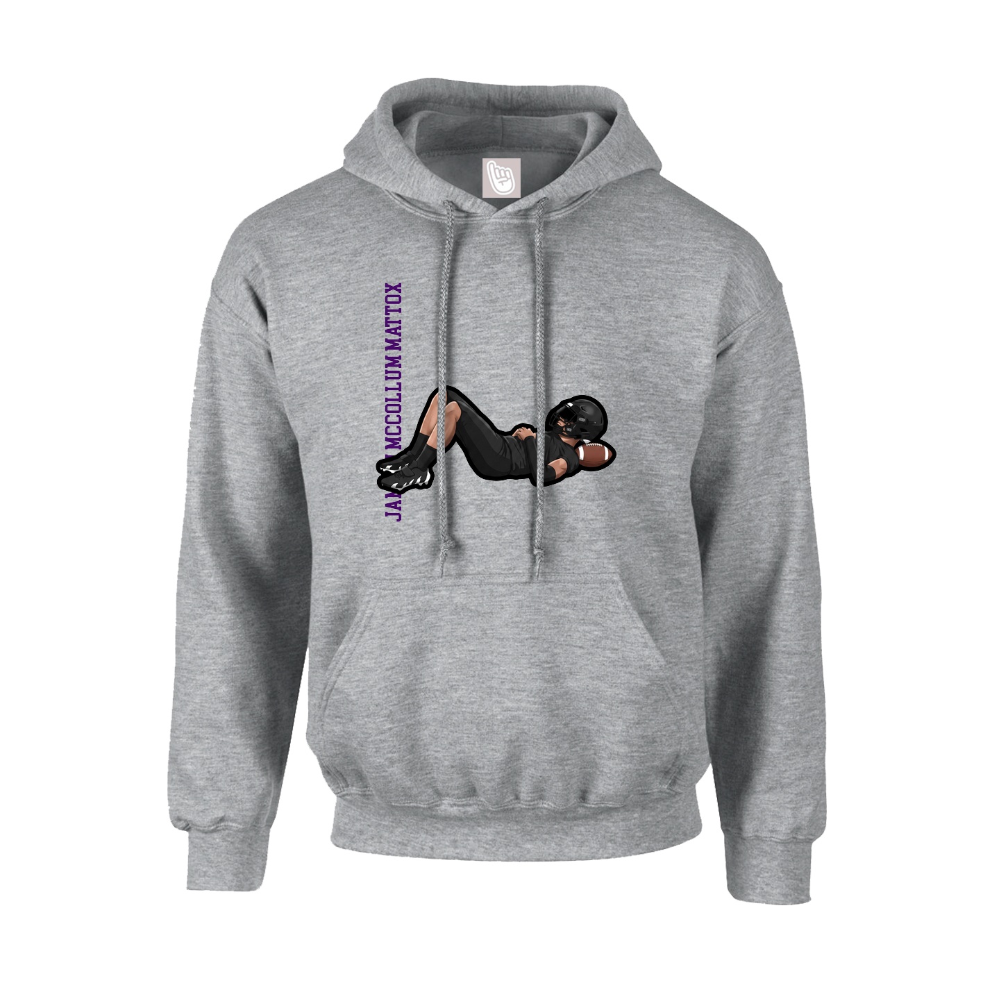 Youth Hoodie — Name Vertical in Grey