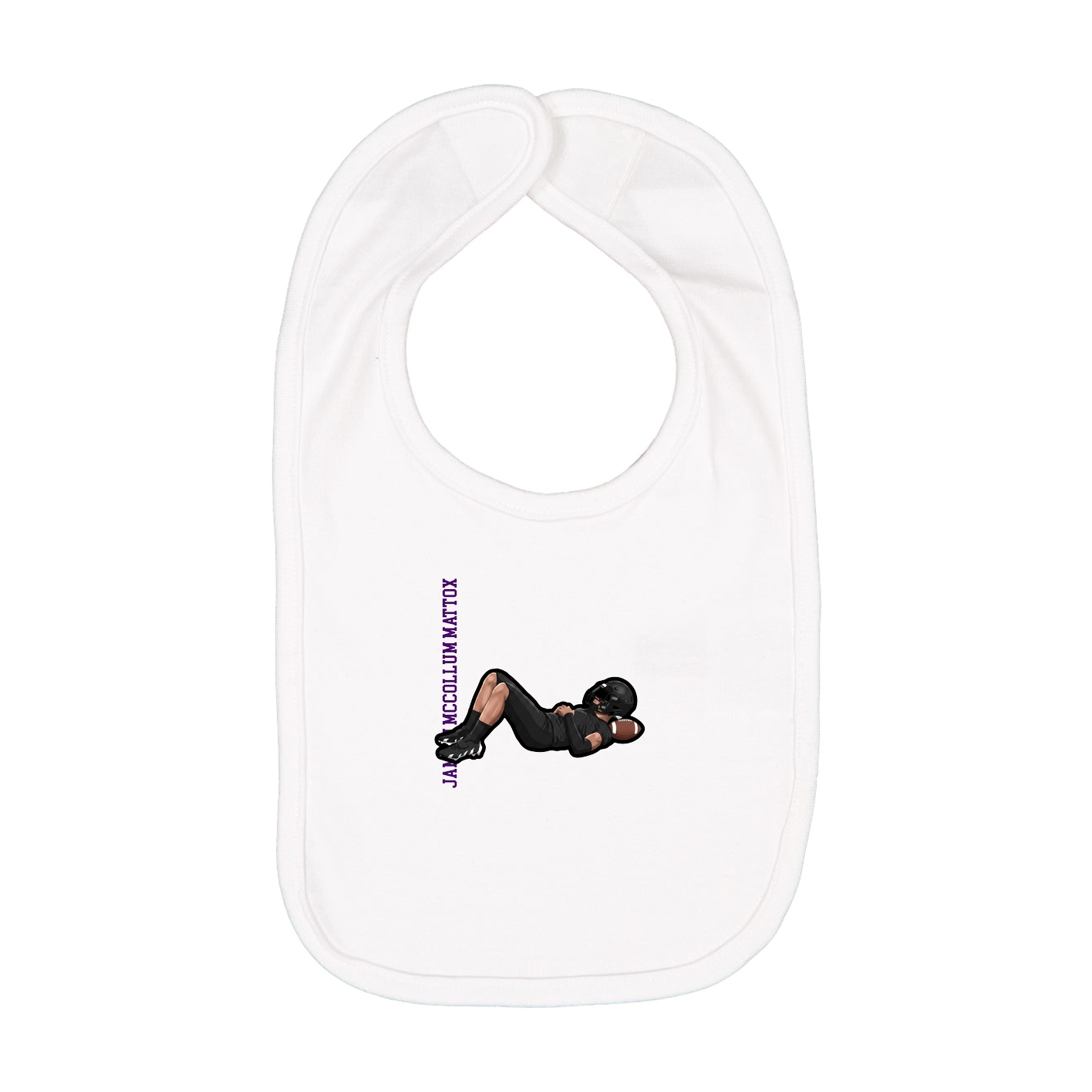 Infant Bib — Name Vertical in White