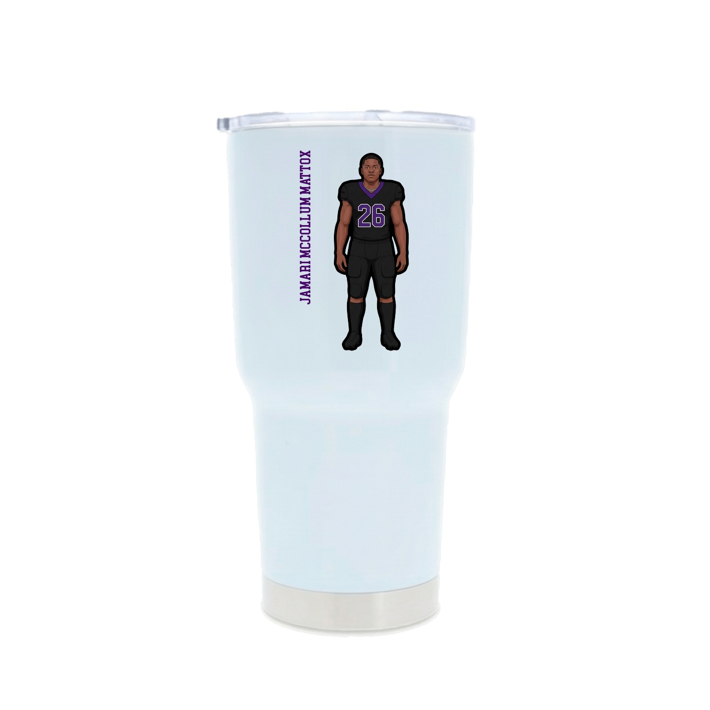 30oz Stainless Steel Tumbler — Name Vertical in White