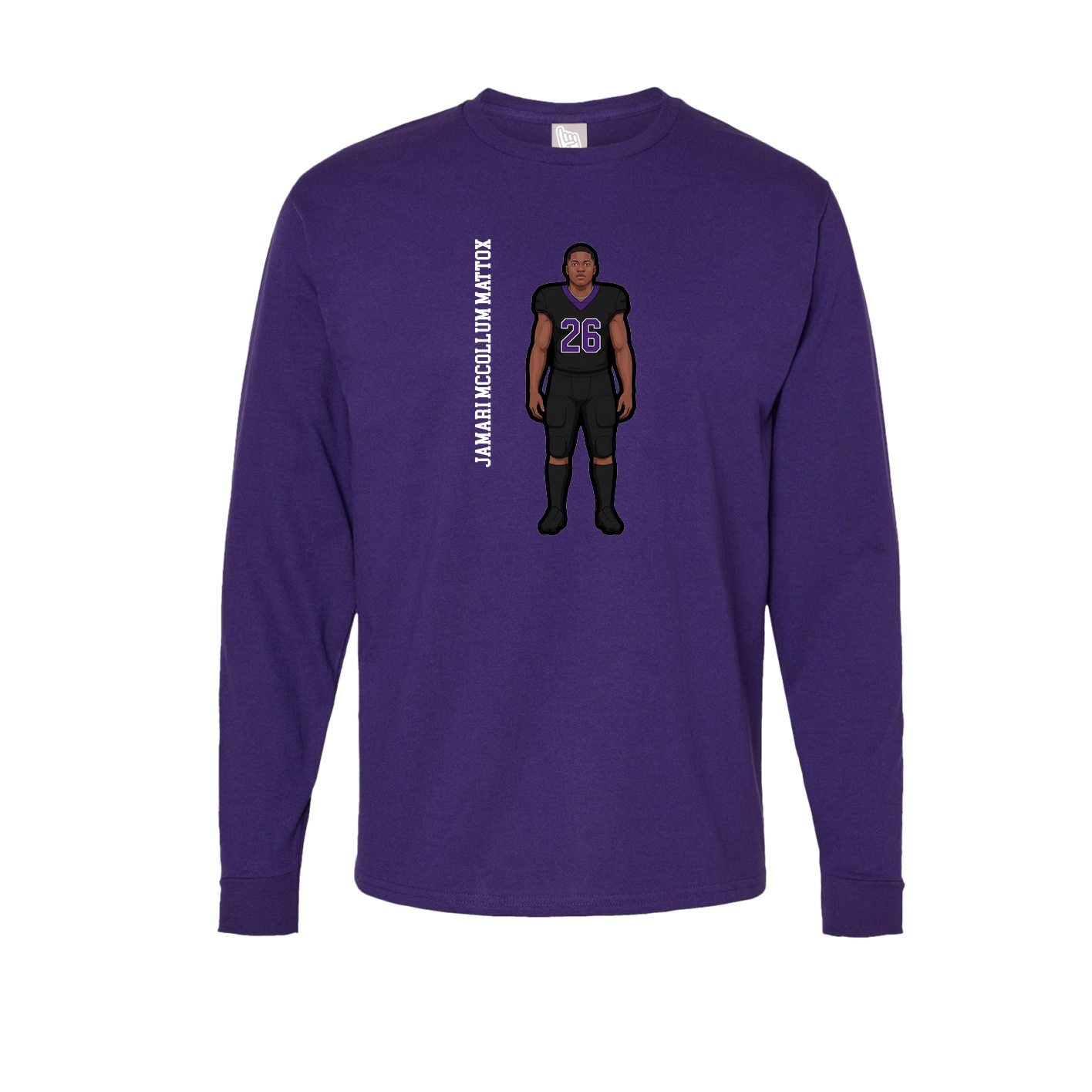 Long Sleeve Tee — Name Vertical in Purple