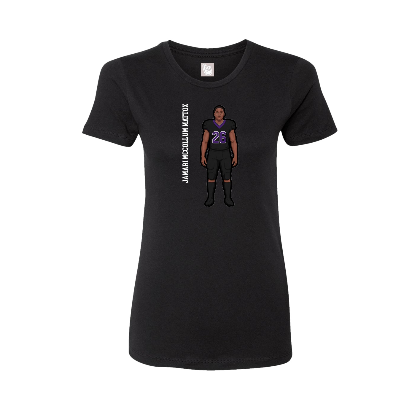 Womens Tee — Name Vertical in Black