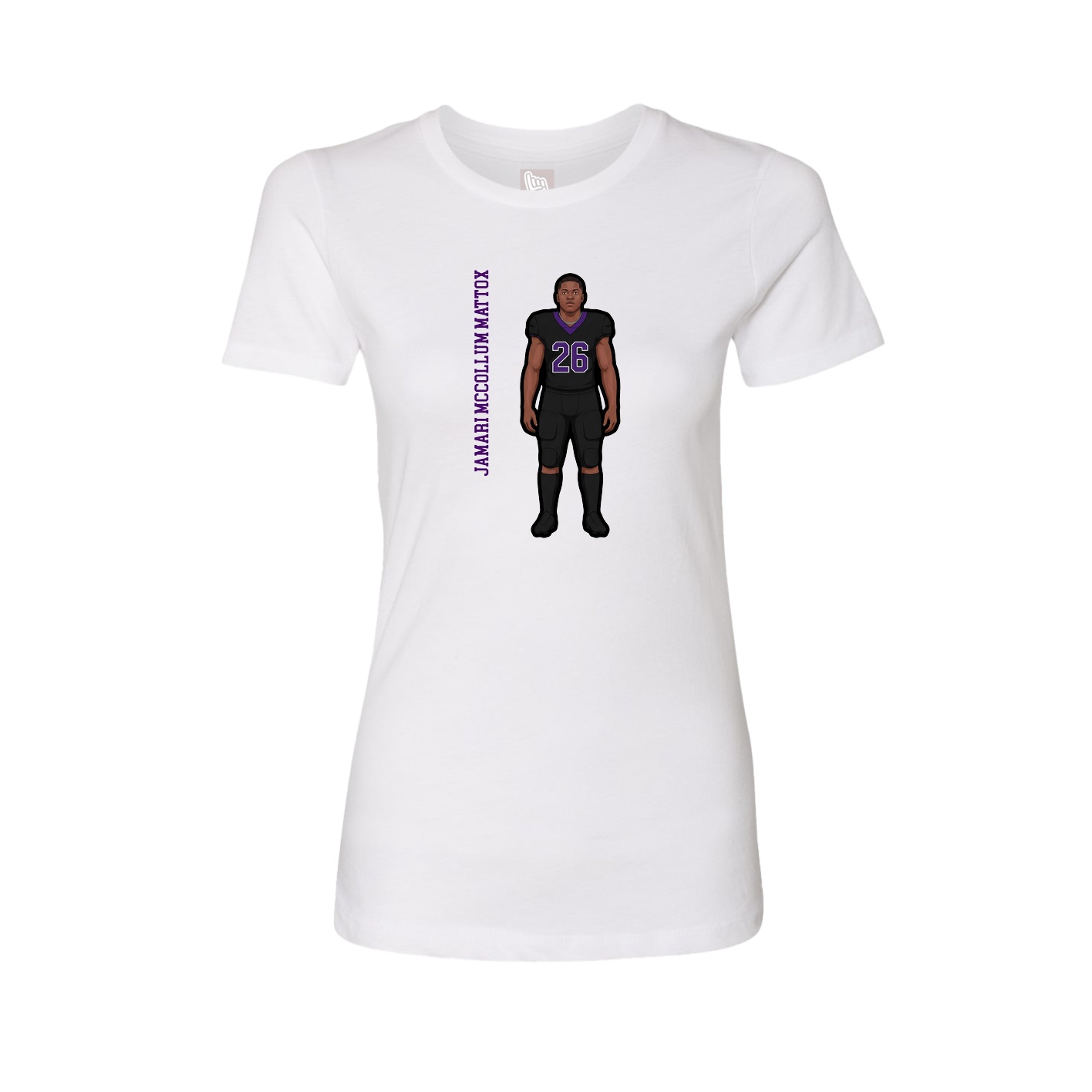 Fitted Women's Tee — Name Vertical in White