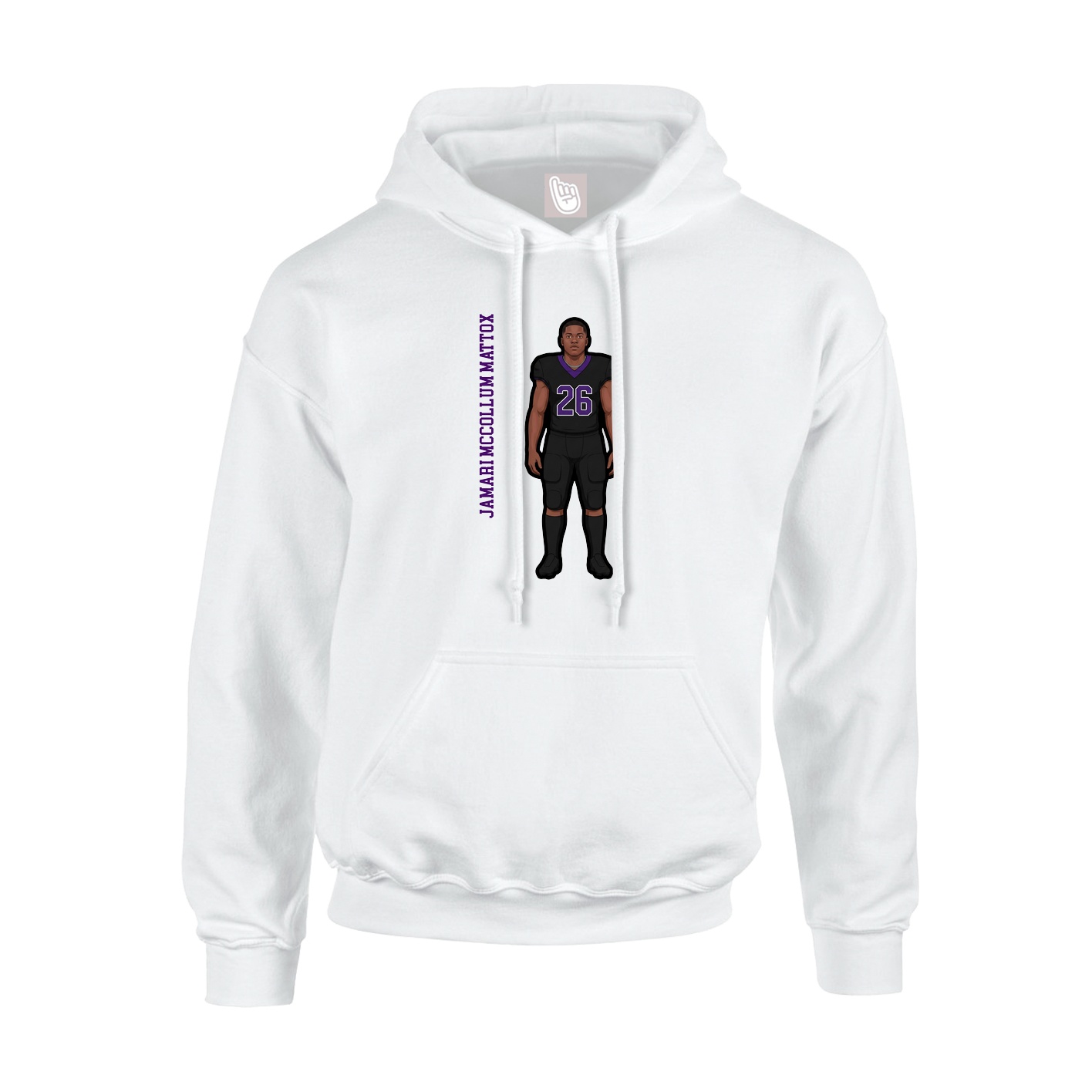 Hoodie — Name Vertical in White