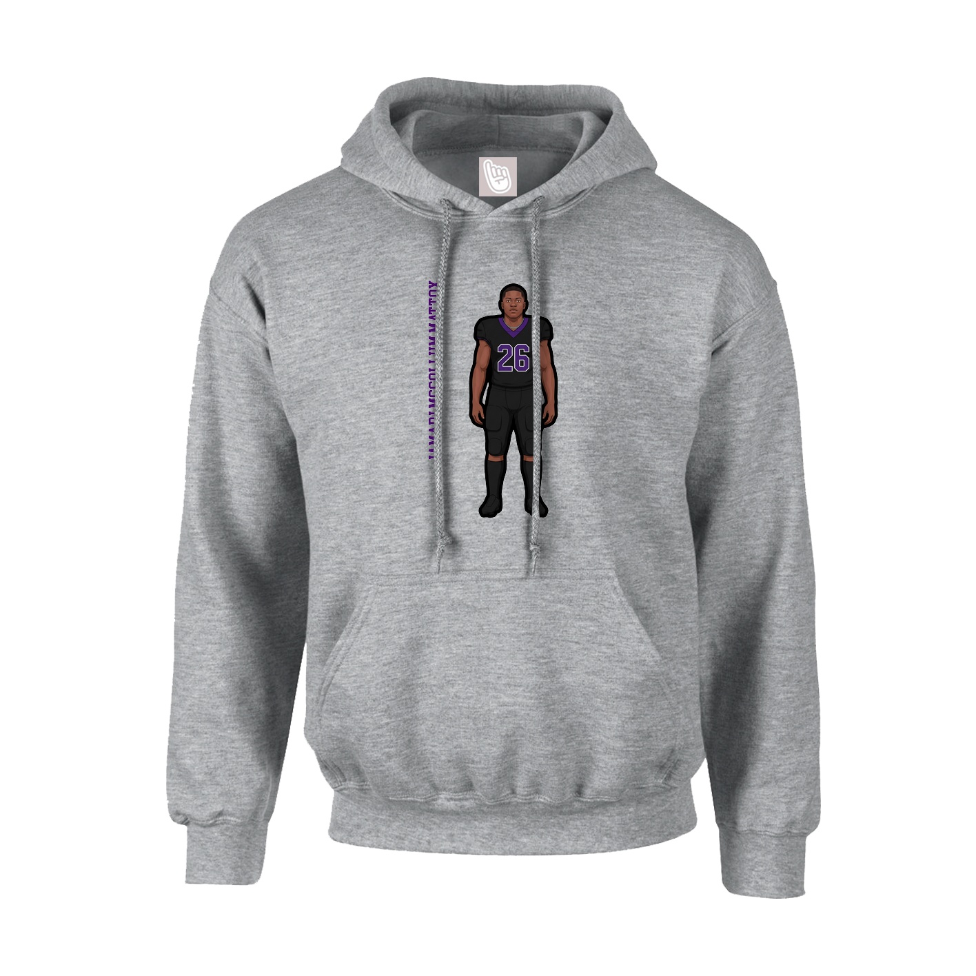Youth Hoodie — Name Vertical in Grey
