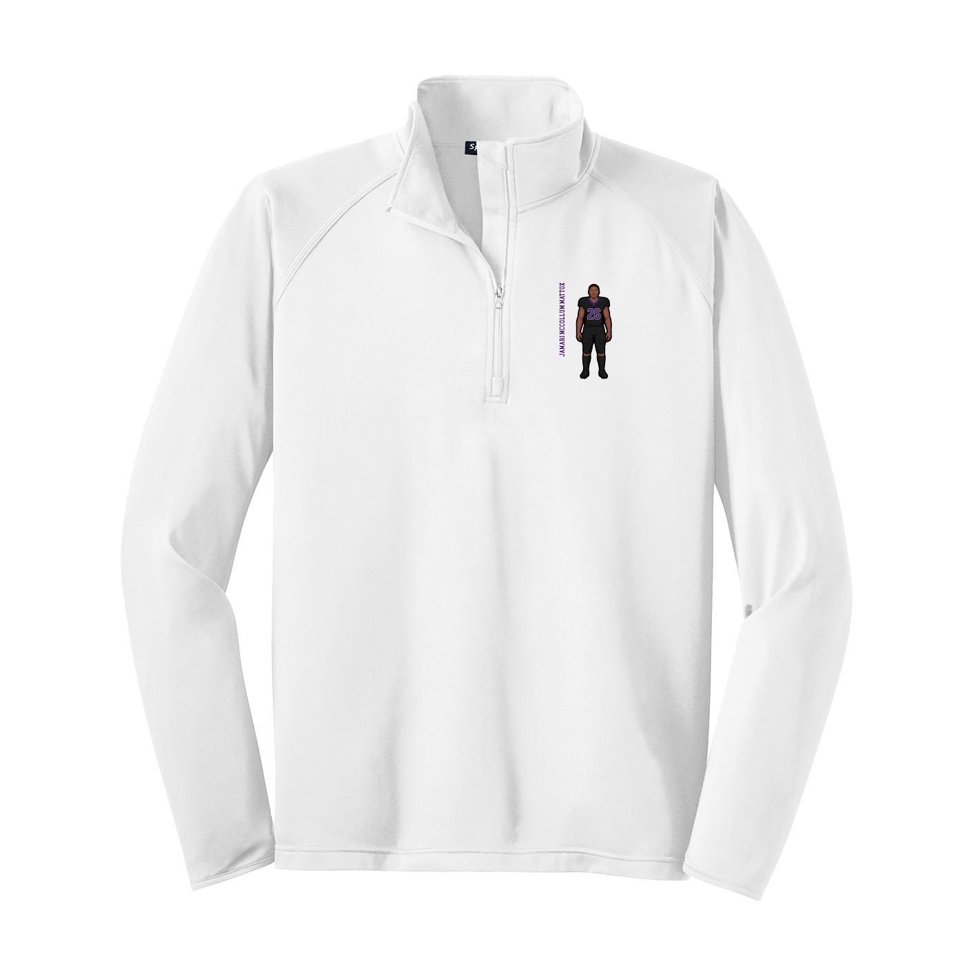 Q-Zip Pullover — Name Vertical in White