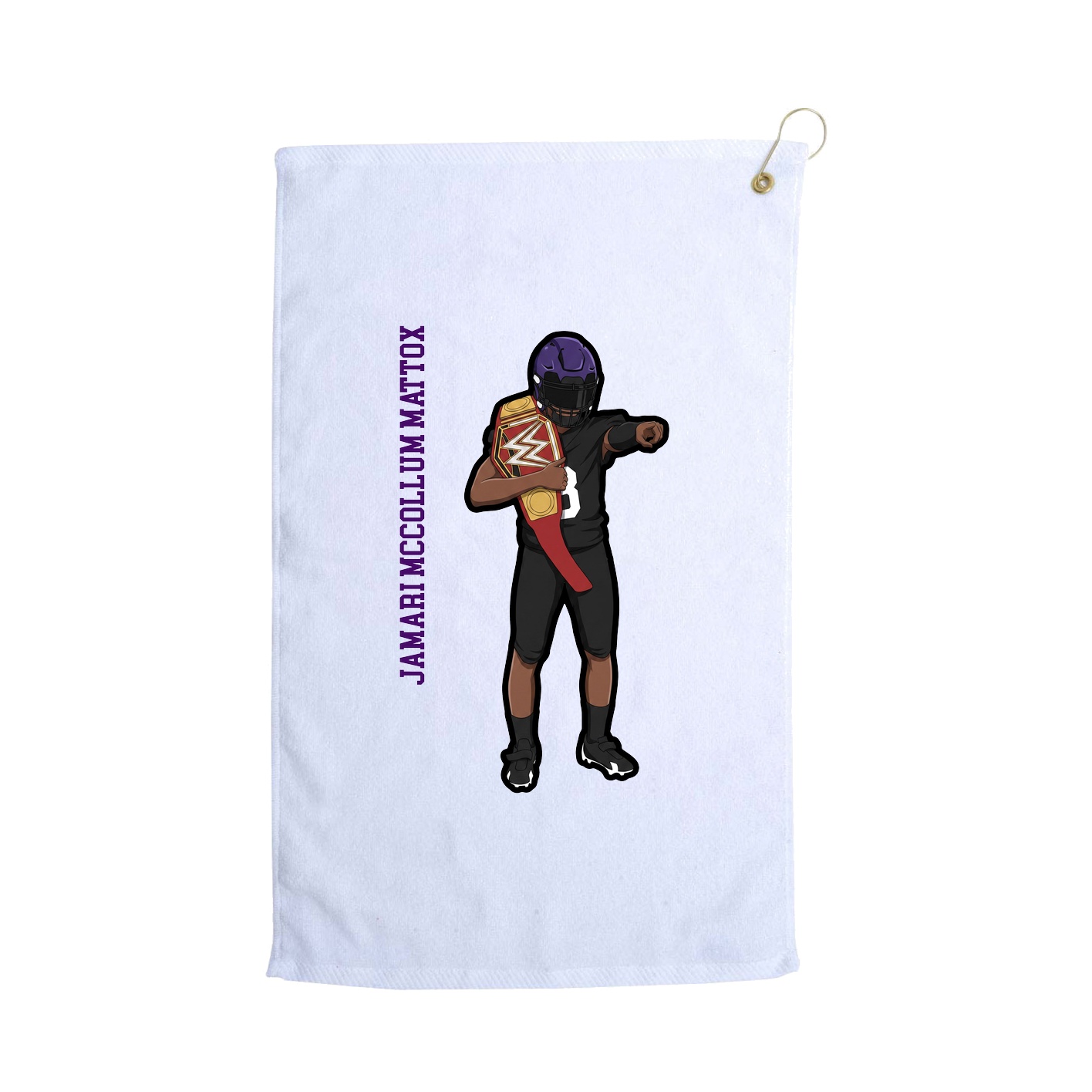 Golf Towel — Name Vertical in White