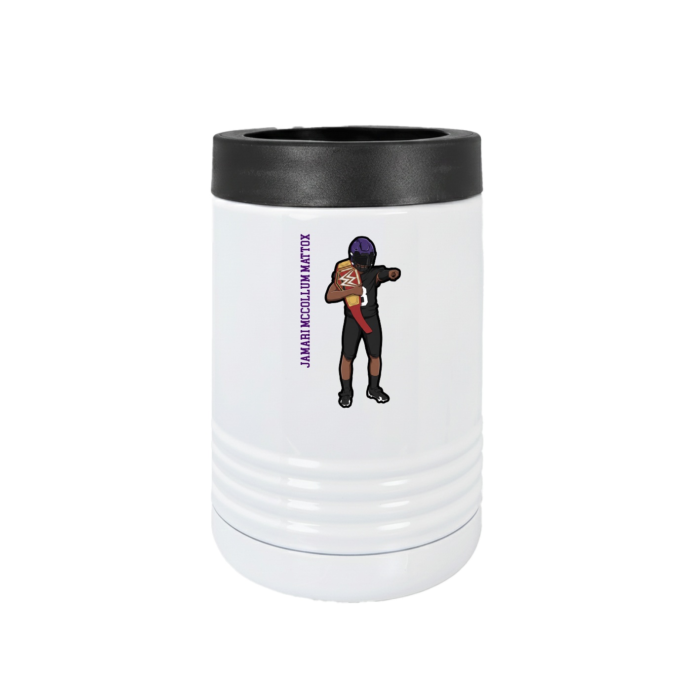 Beverage Holder — Name Vertical in White