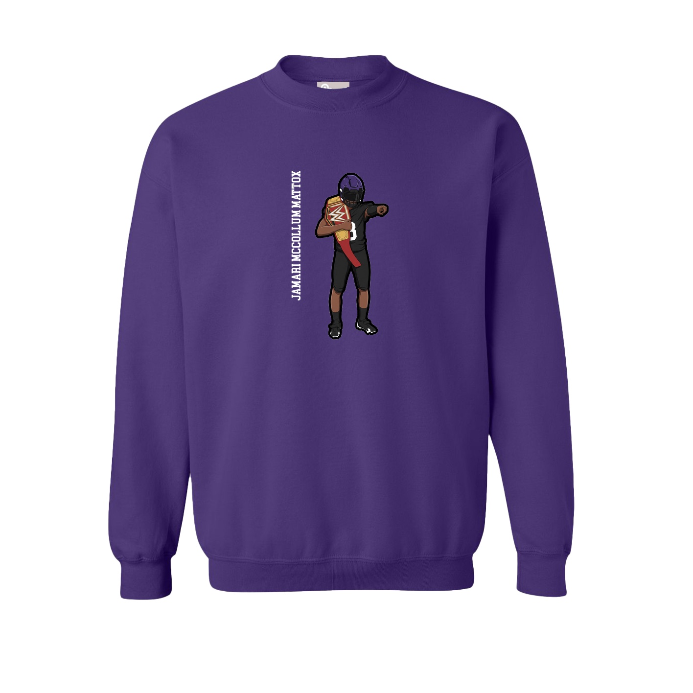 Fleece Crew — Name Vertical in Purple