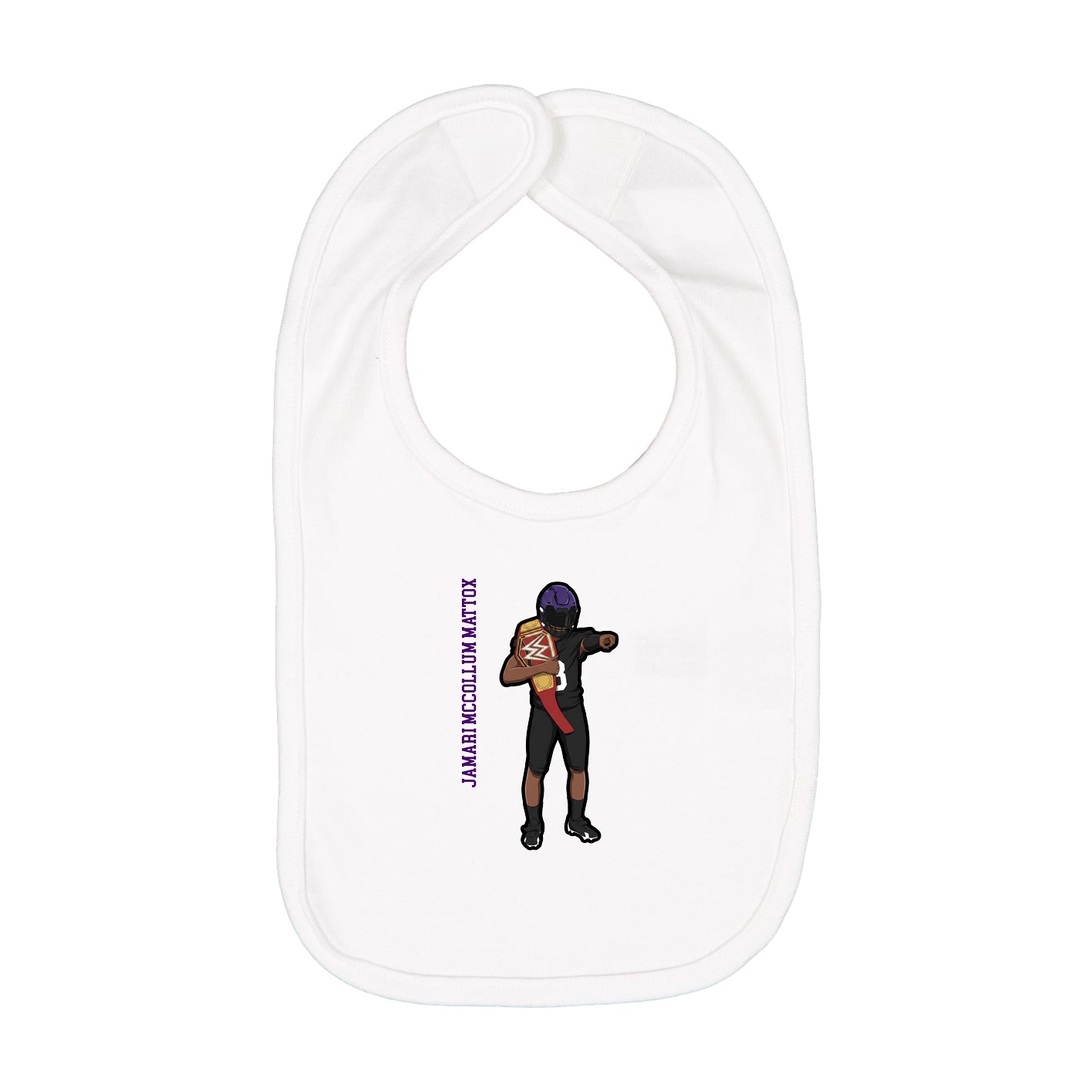 Infant Bib — Name Vertical in White