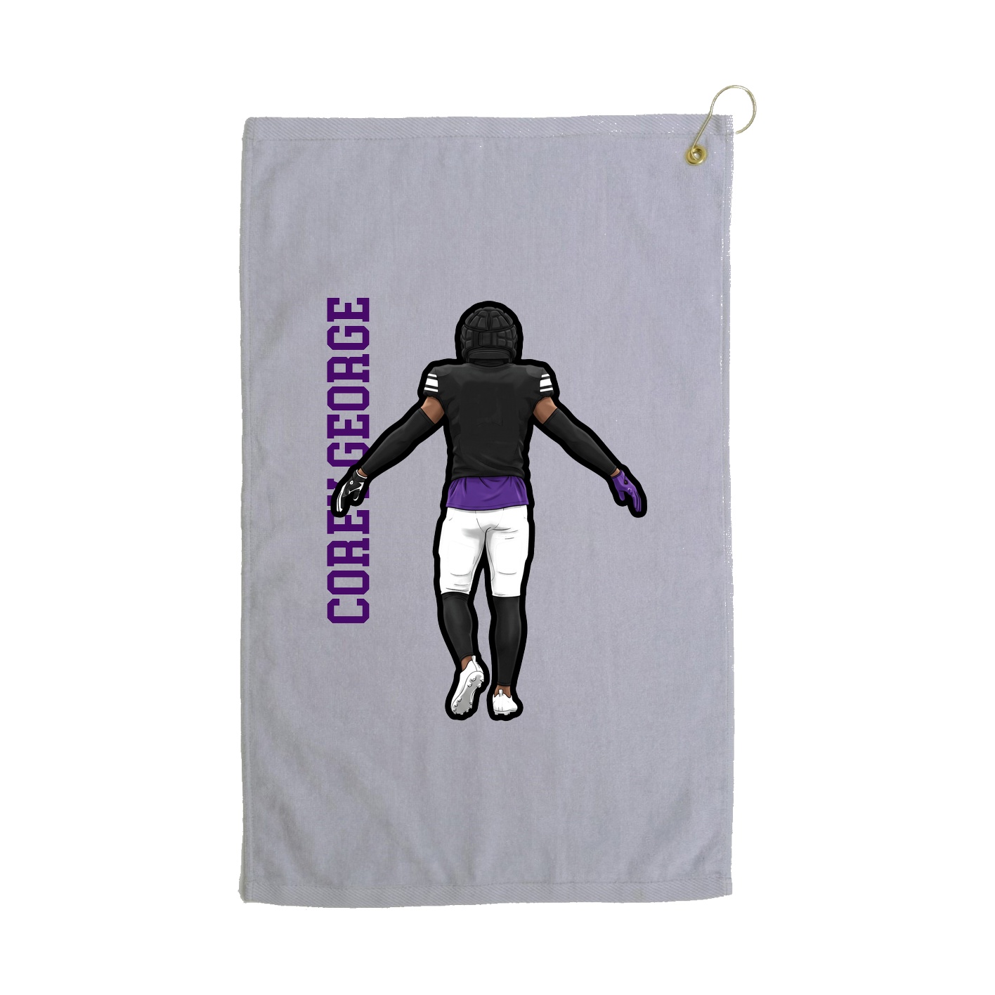 Golf Towel — Name Vertical in Grey