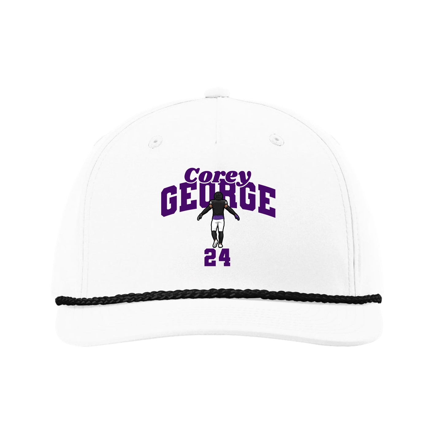 Five-Panel Classic Rope Cap — Signature Arch in White