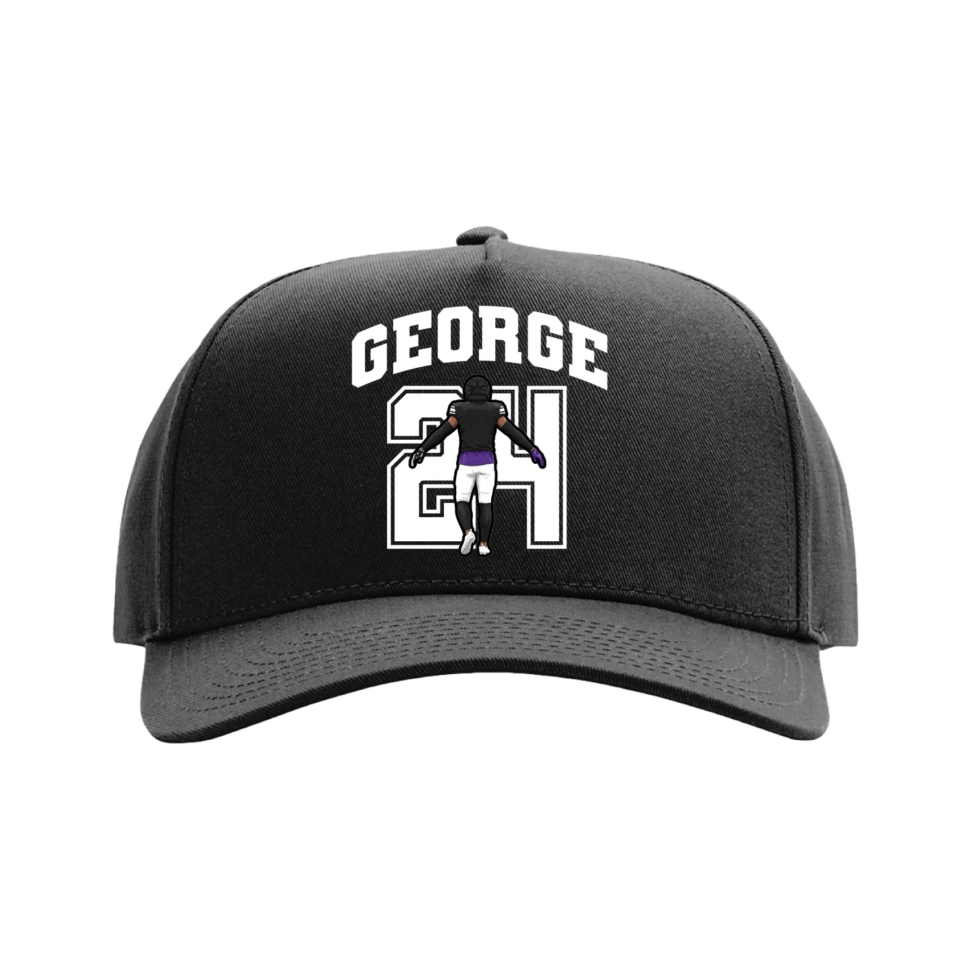 Full Fabric Five-Panel Champ Cap — Number in Black