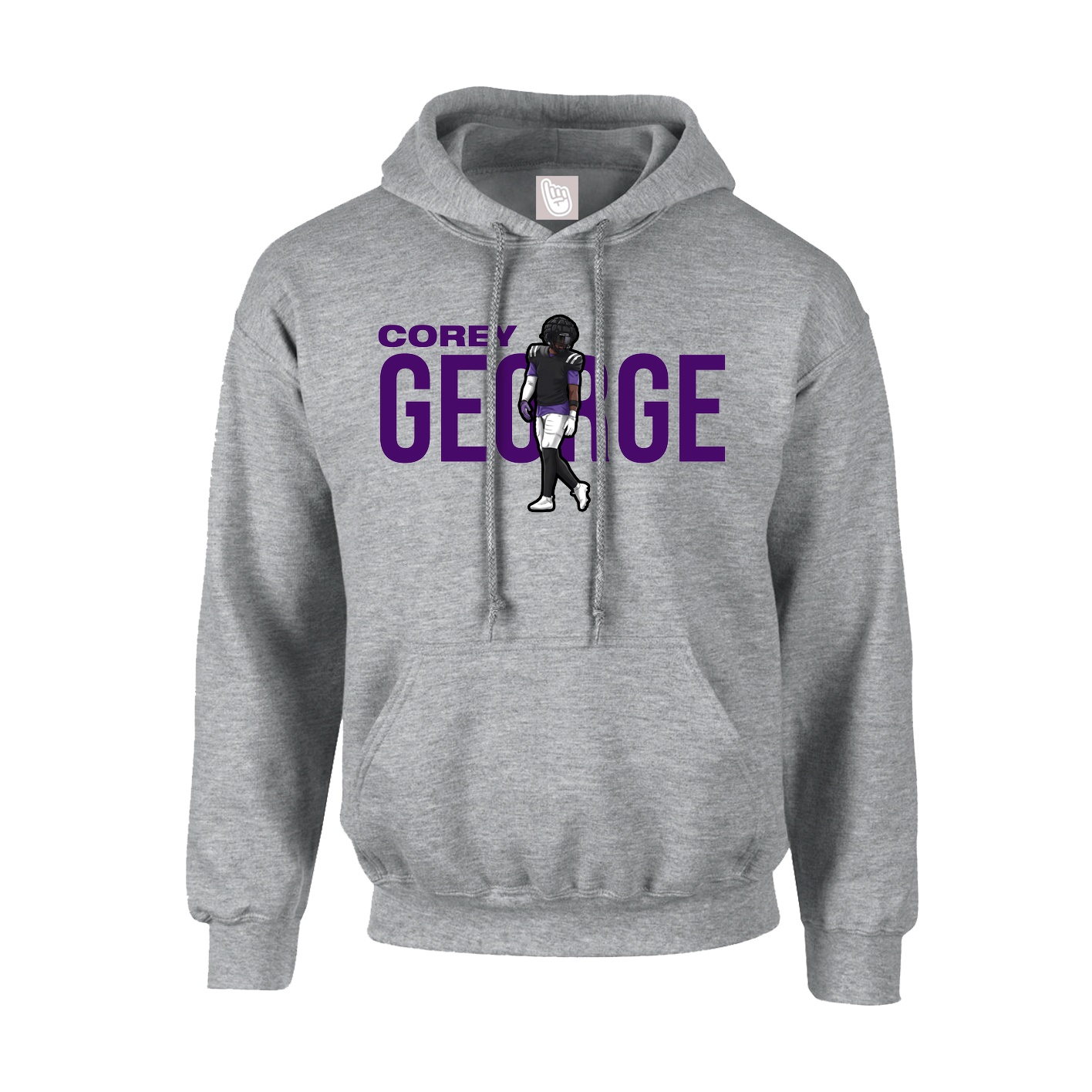 Youth Hoodie — Player Name in Grey