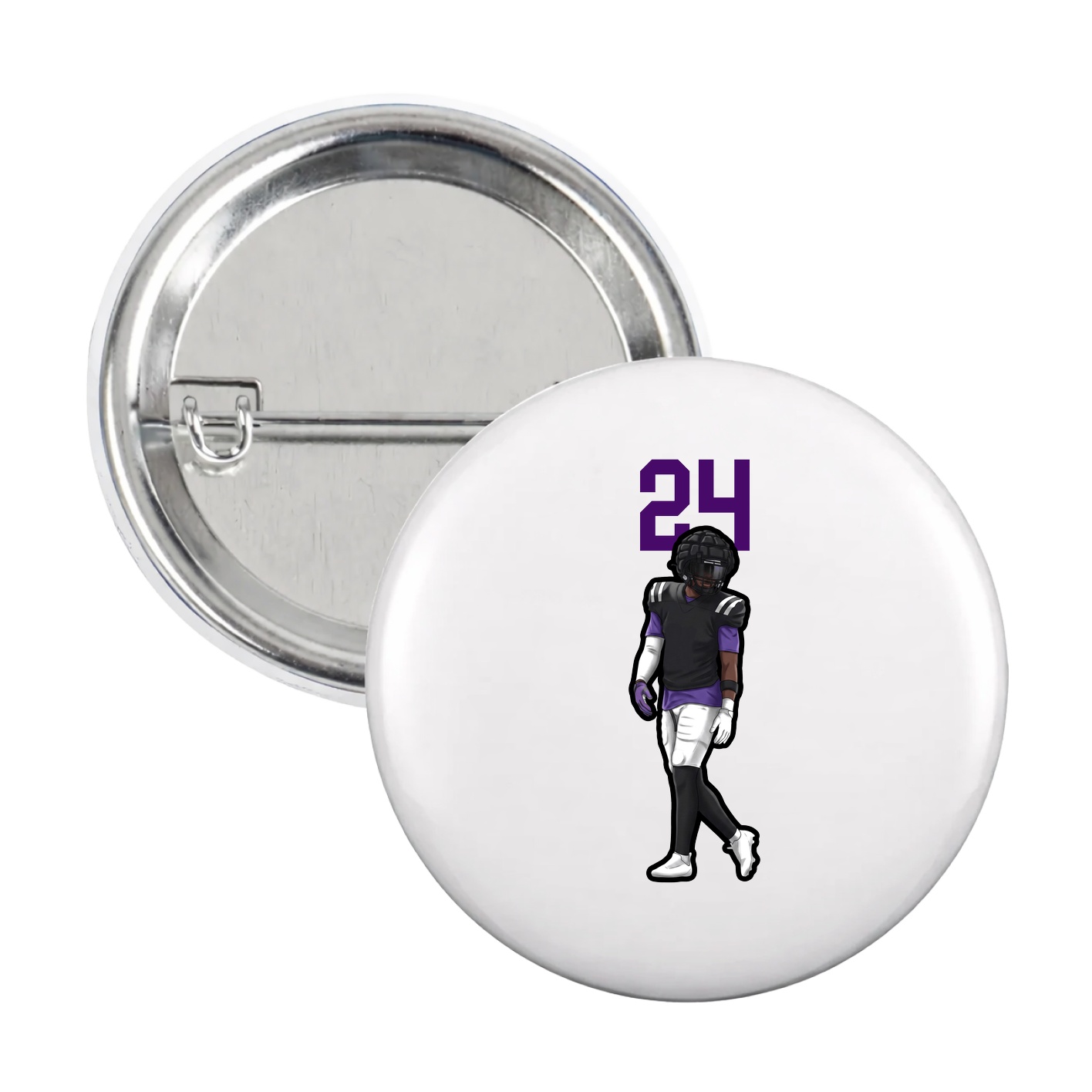 Game Day Button — Number Top in White