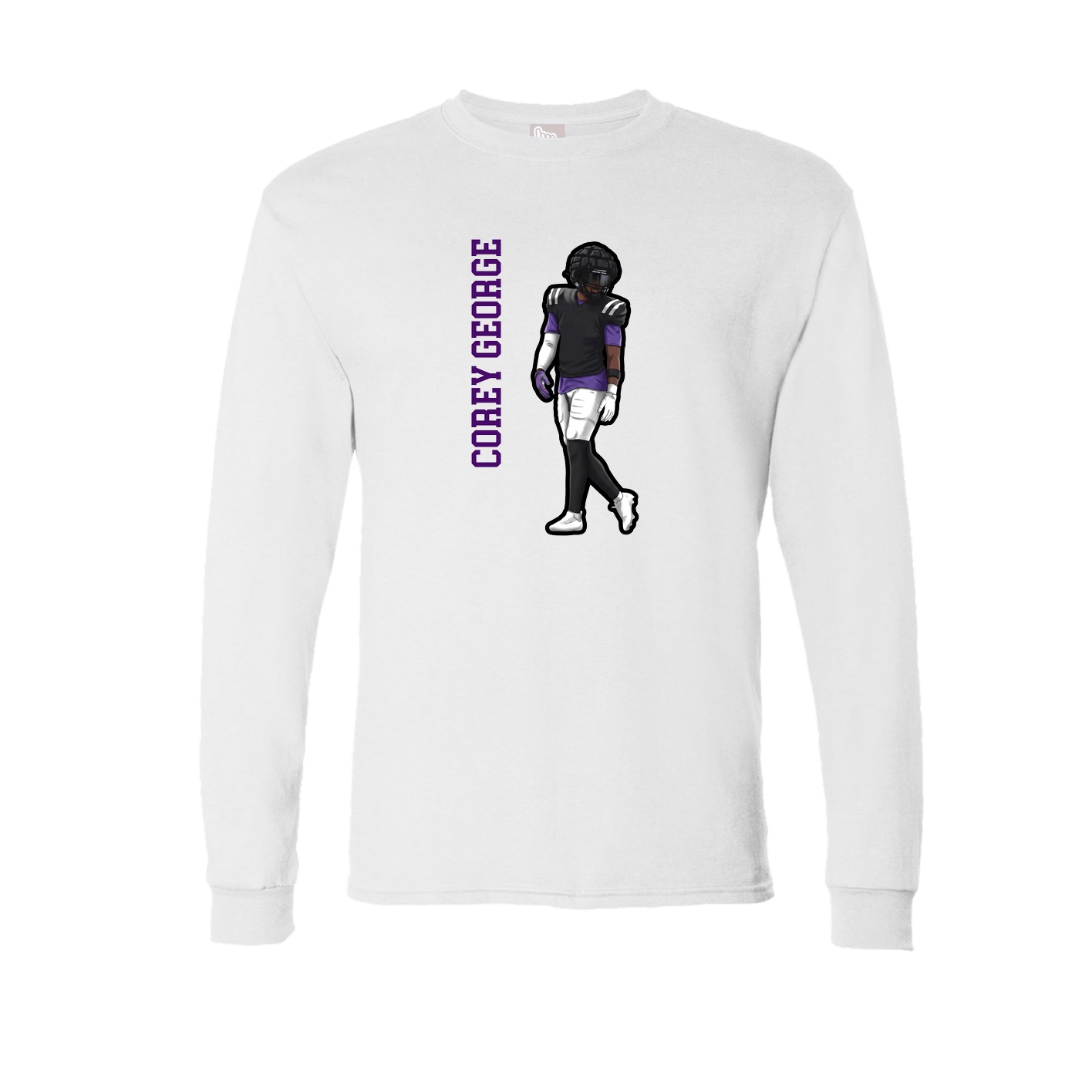 Long Sleeve Tee — Name Vertical in White
