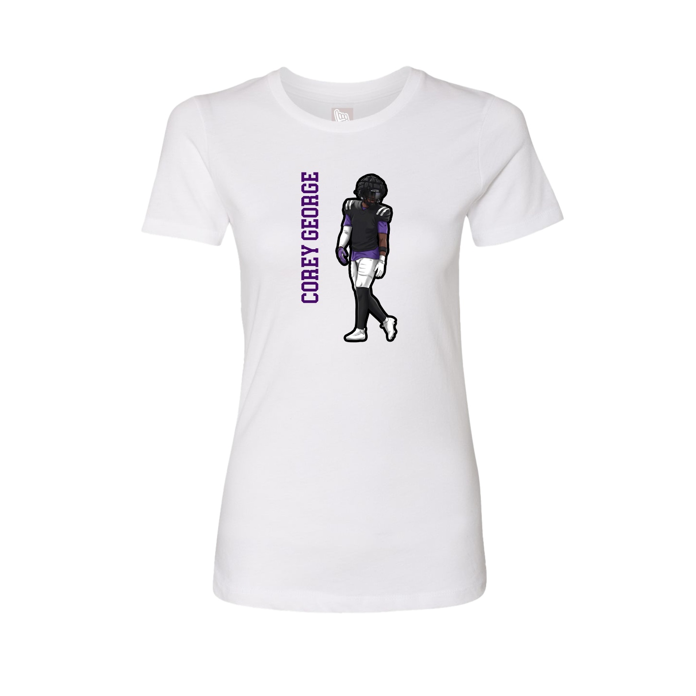 Fitted Women's Tee — Name Vertical in White