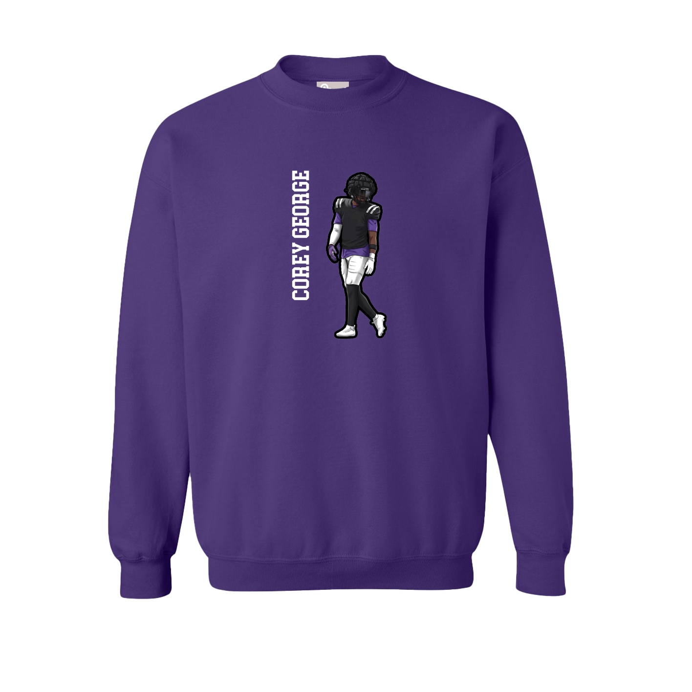 Fleece Crew — Name Vertical in Purple