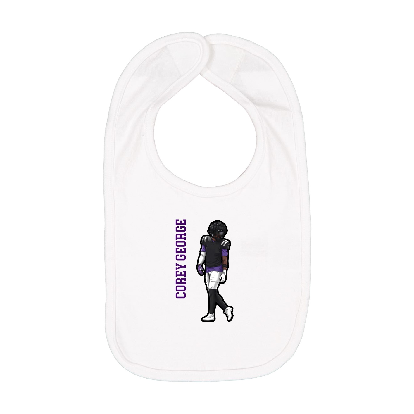Infant Bib — Name Vertical in White