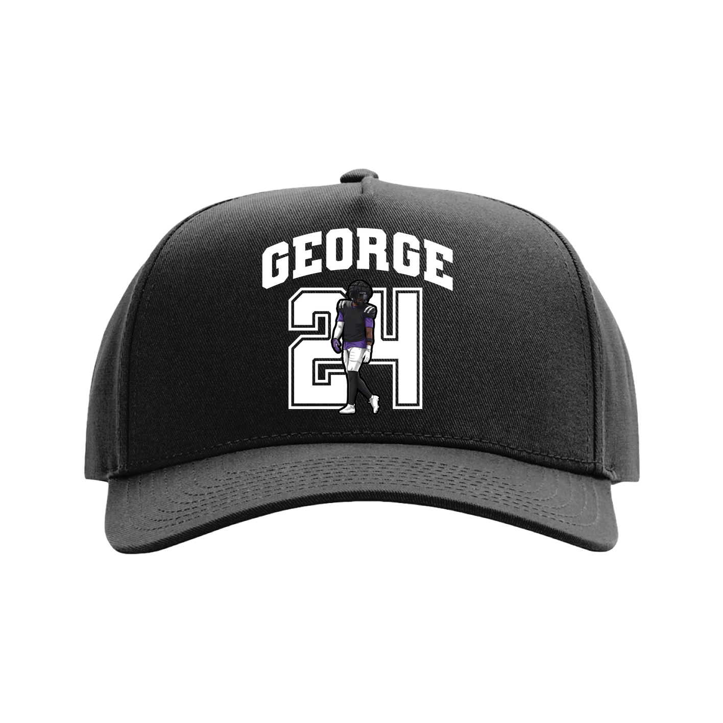 Full Fabric Five-Panel Champ Cap — Number in Black