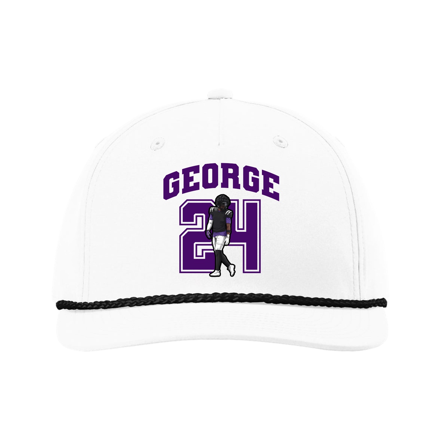 Five-Panel Classic Rope Cap — Number in White