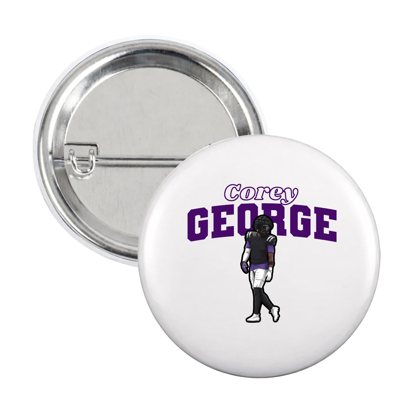 Game Day Button — Name Arch in White