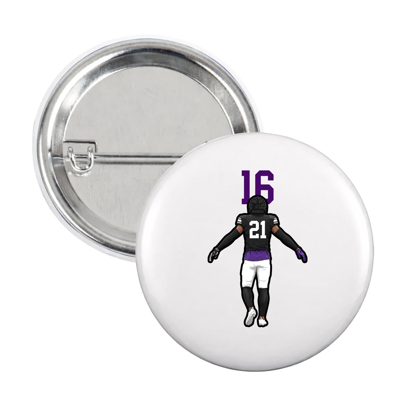 Game Day Button — Number Top in White