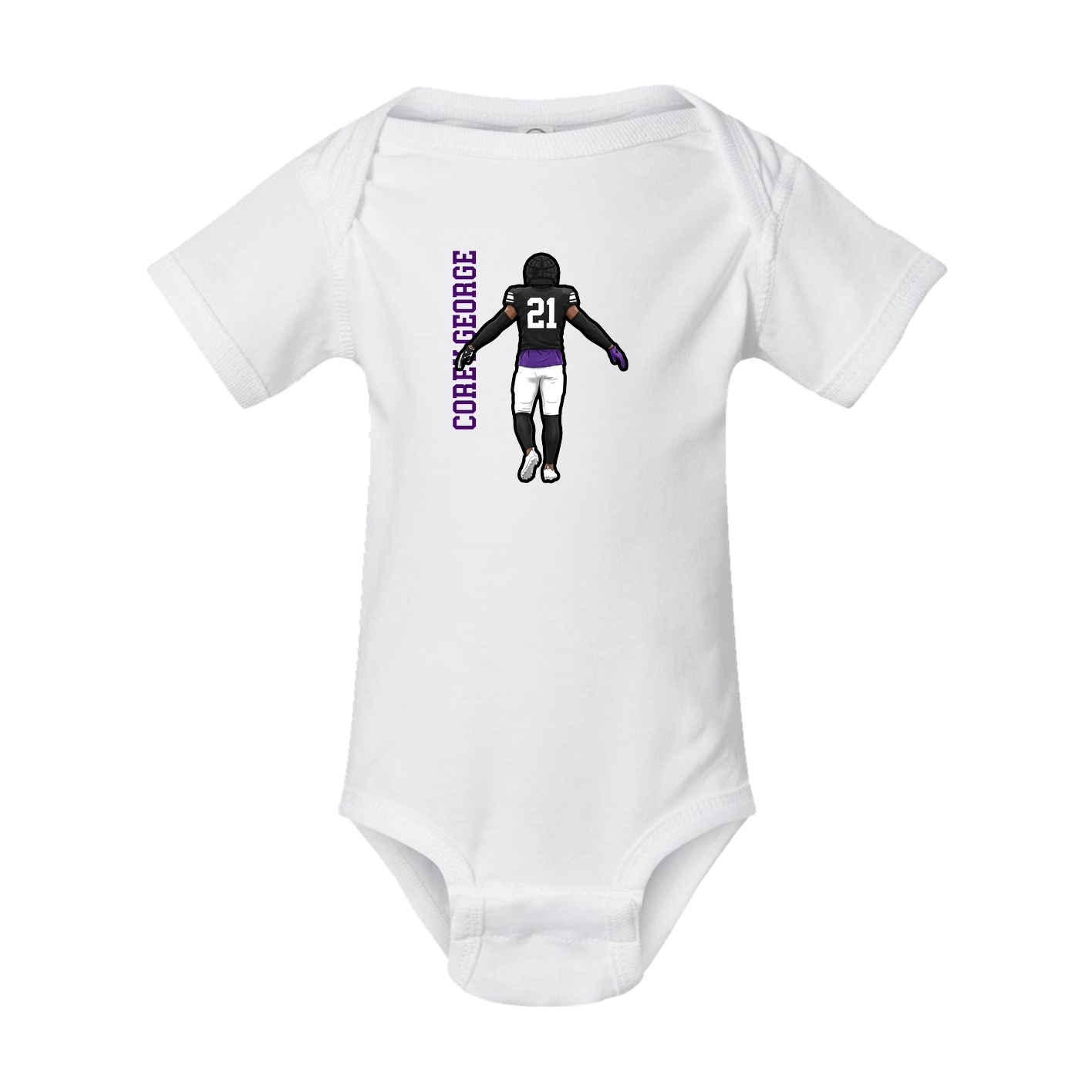 Baby Onesie — Name Vertical in White