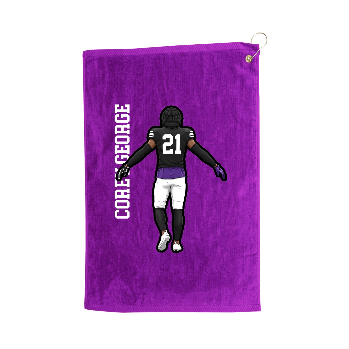 Golf Towel — Name Vertical in Purple