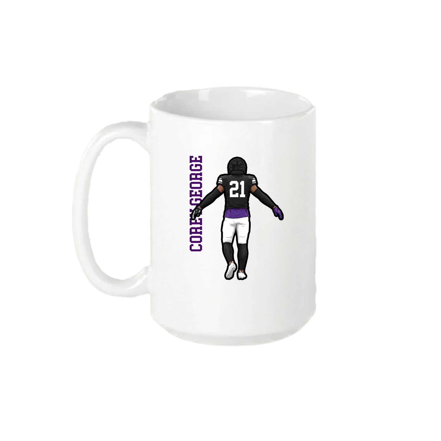 15oz Coffee Mug — Name Vertical in White
