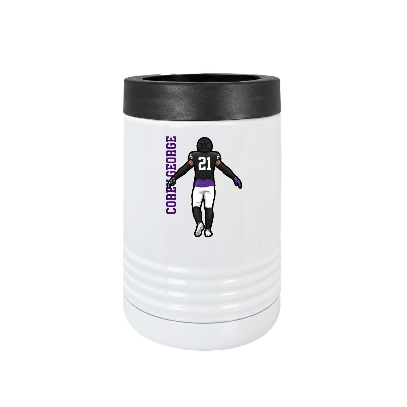 Beverage Holder — Name Vertical in White