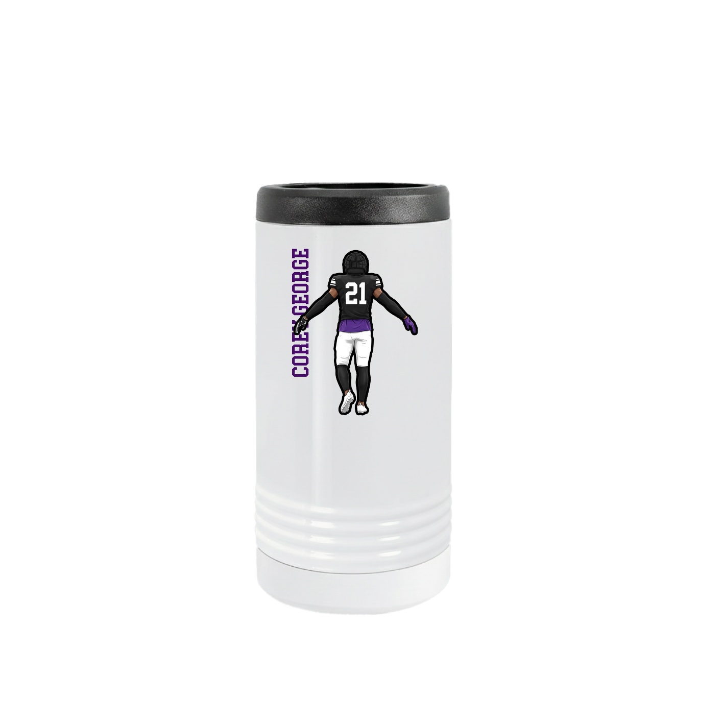Slim Beverage Holder — Name Vertical in White