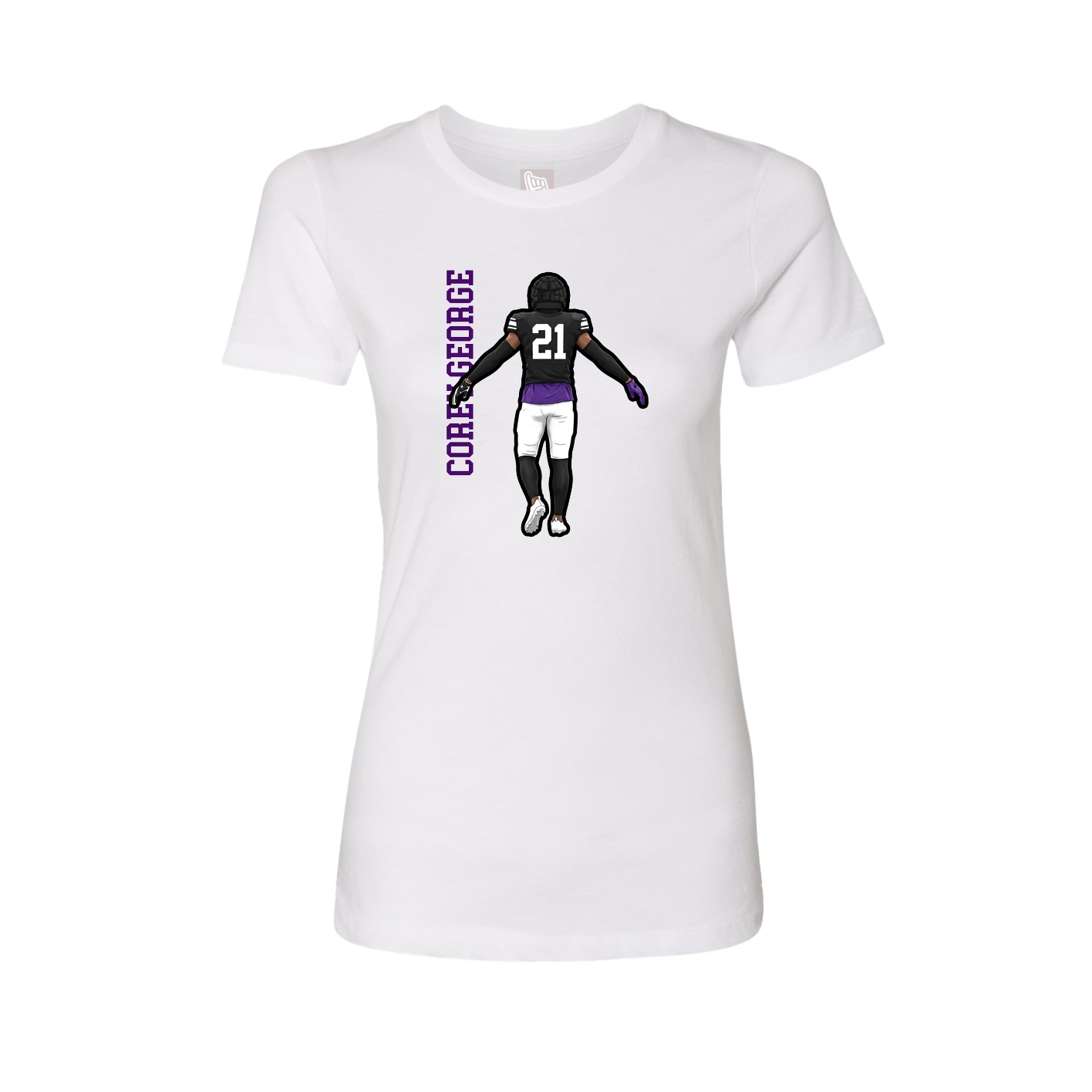 Womens Tee — Name Vertical in White