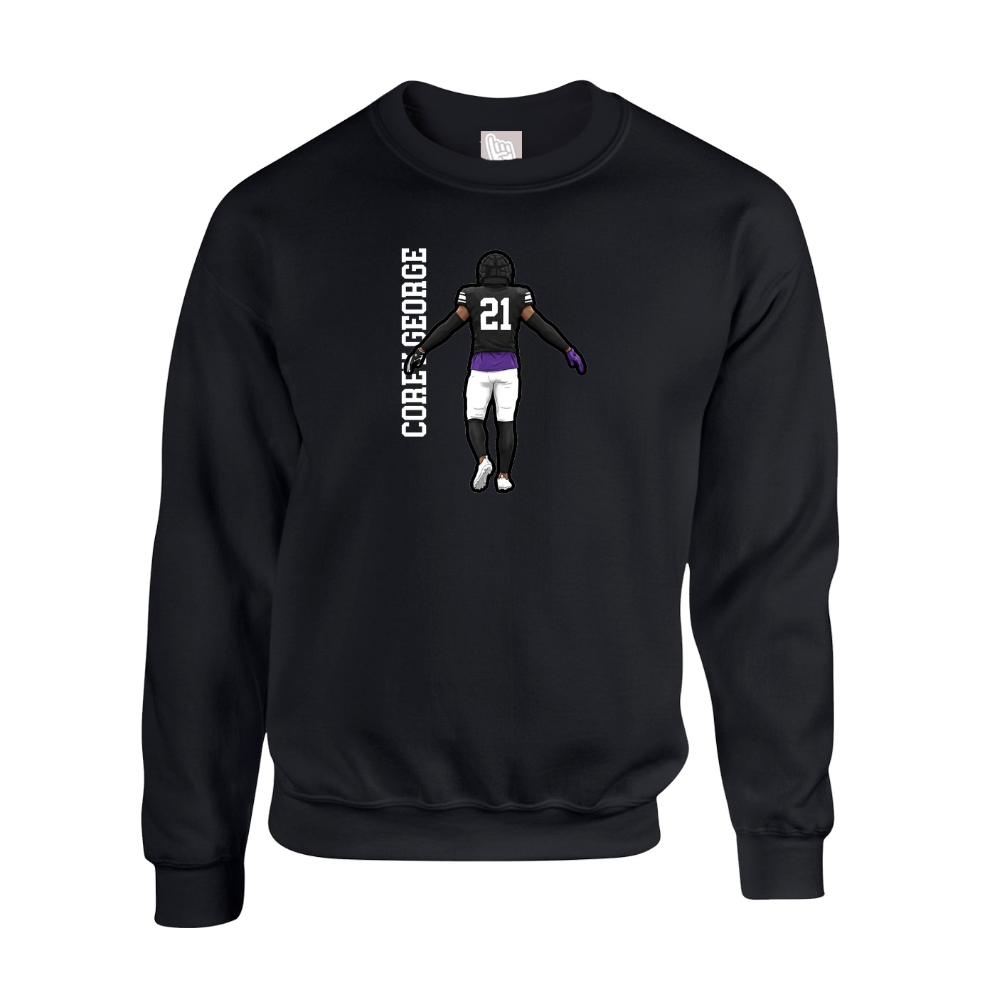 Fleece Crew — Name Vertical in Black