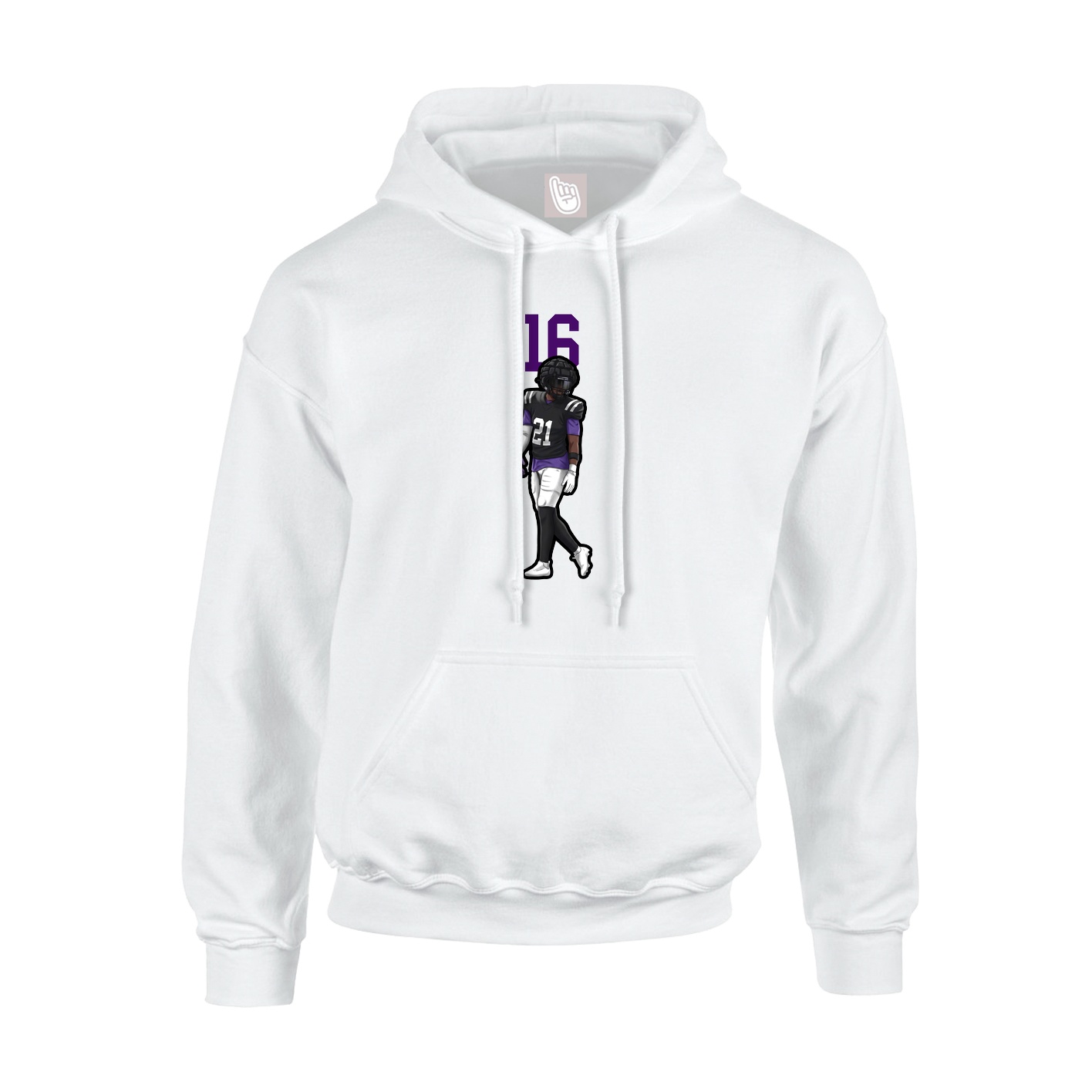 Youth Hoodie — Number Top in White