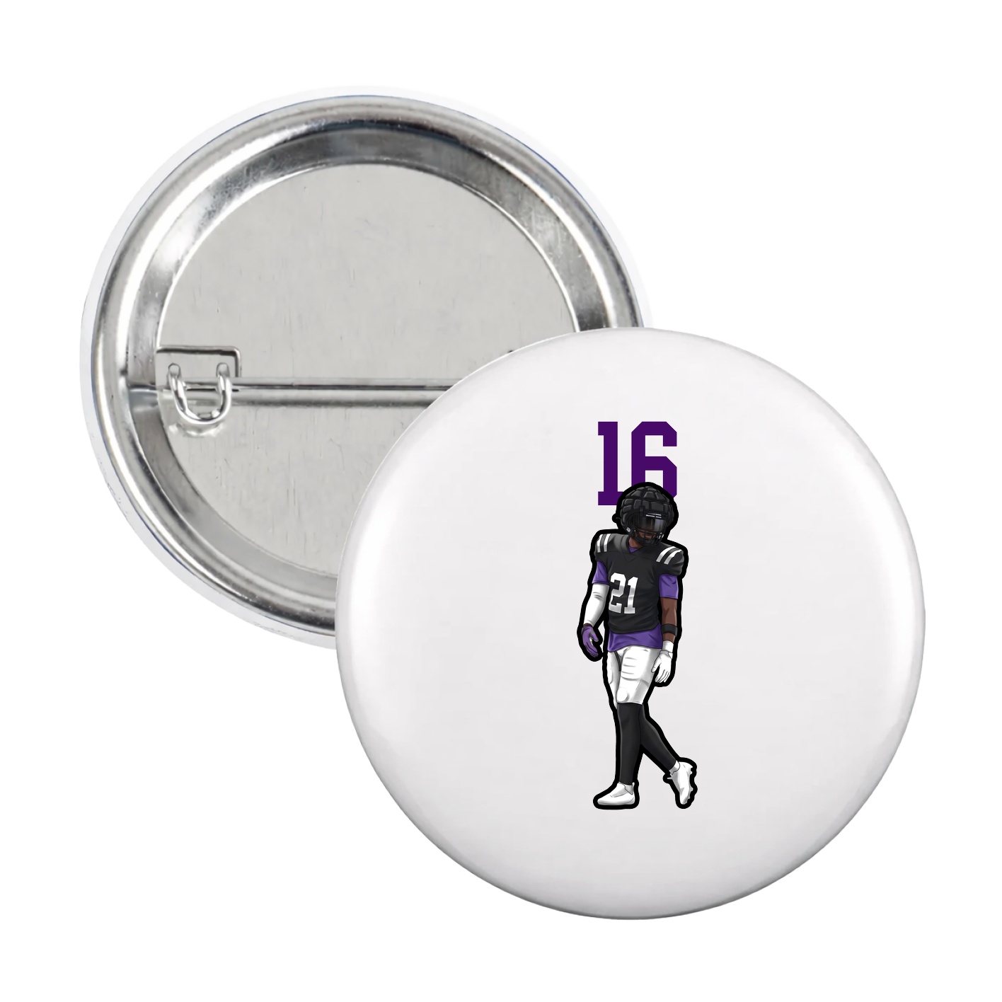Game Day Button — Number Top in White
