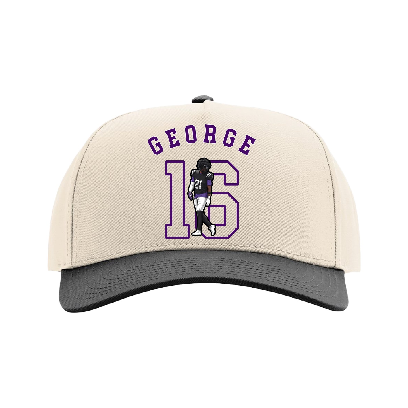 Full Fabric Five-Panel Champ Cap — Shirsey Arch in Cream/Black