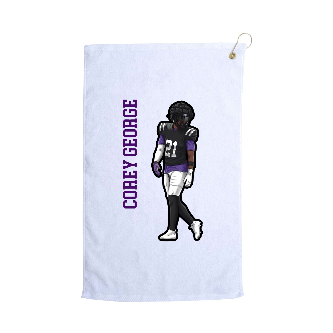 Golf Towel — Name Vertical in White