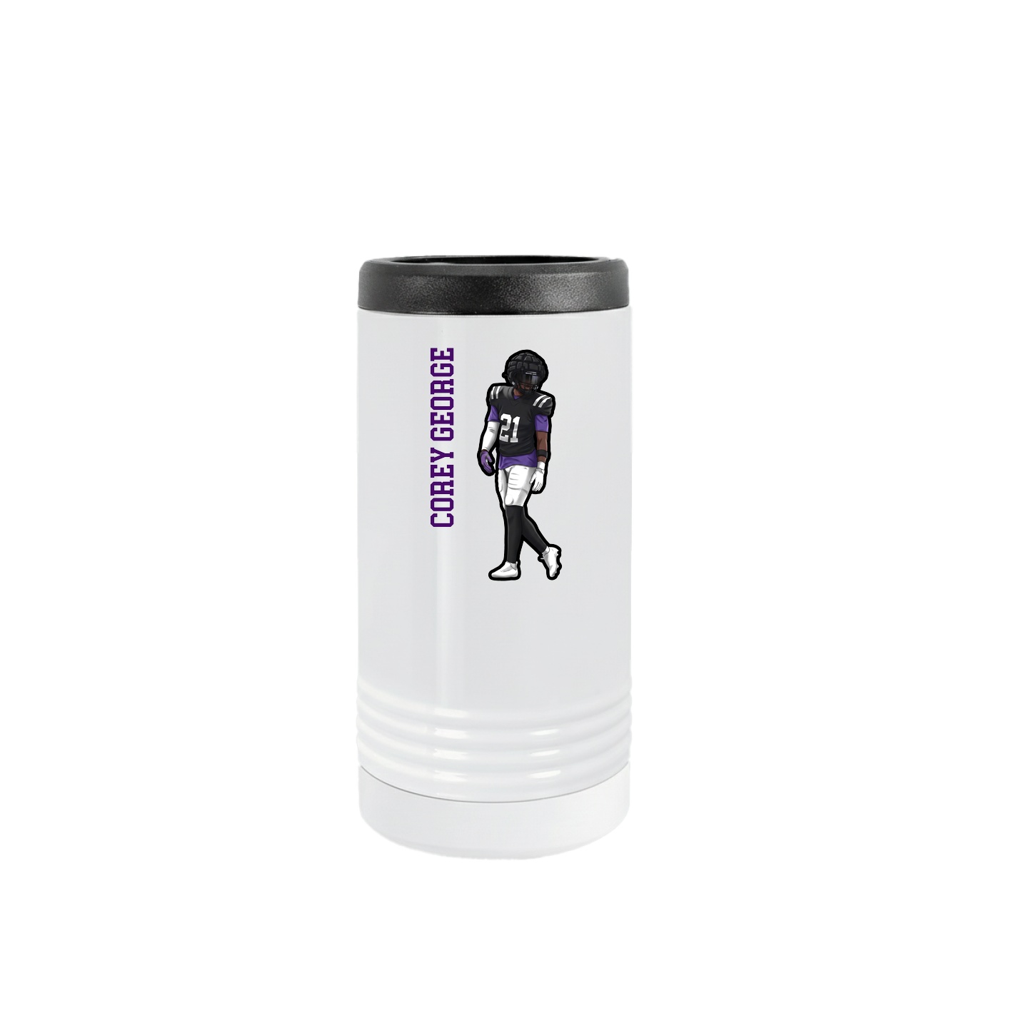 Slim Beverage Holder — Name Vertical in White