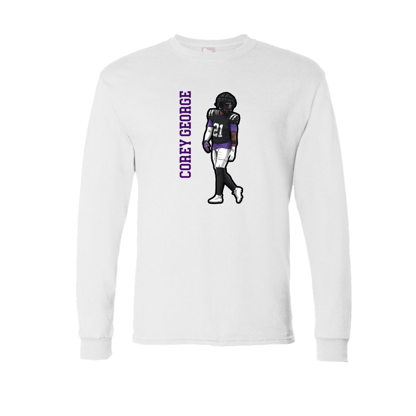 Long Sleeve Tee — Name Vertical in White