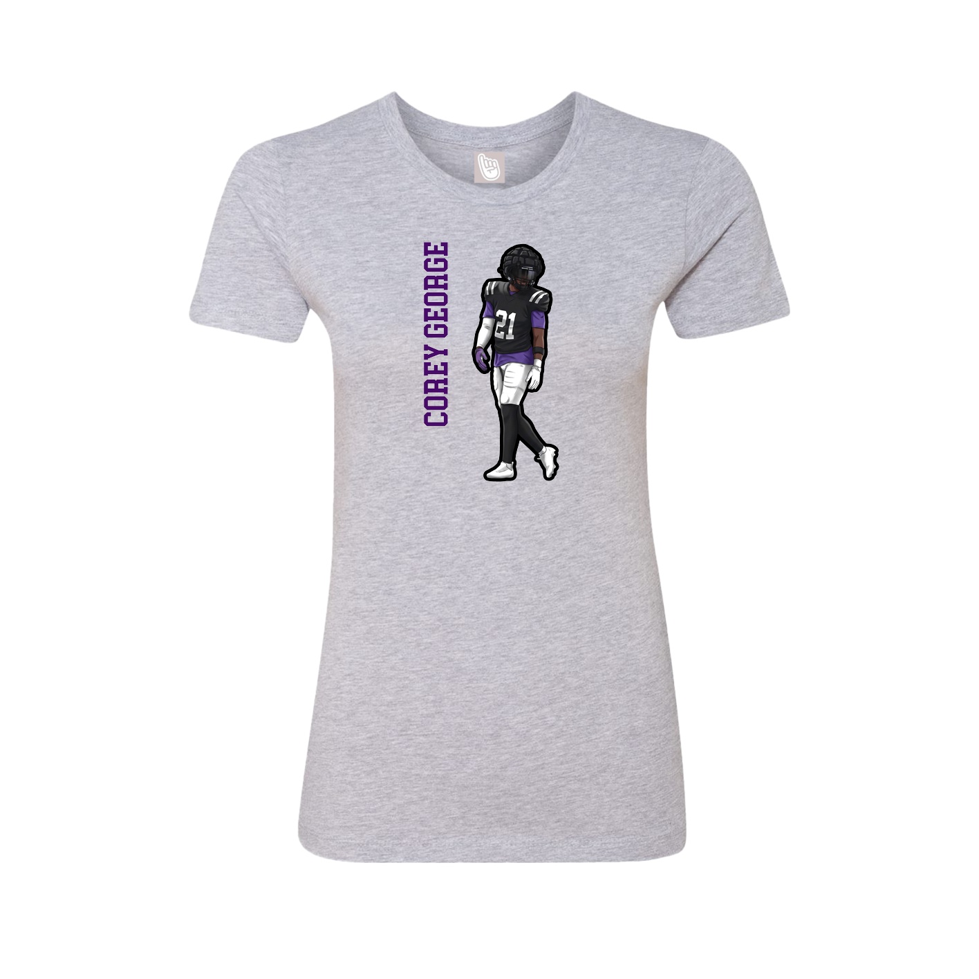 Womens Tee — Name Vertical in Grey