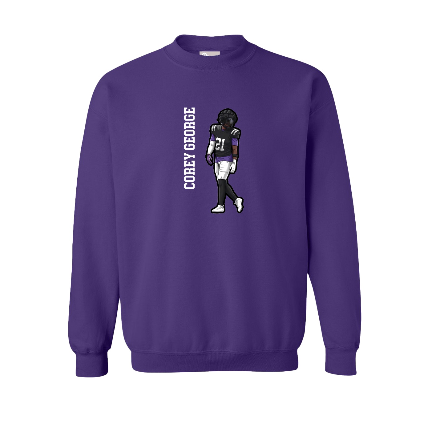 Fleece Crew — Name Vertical in Purple