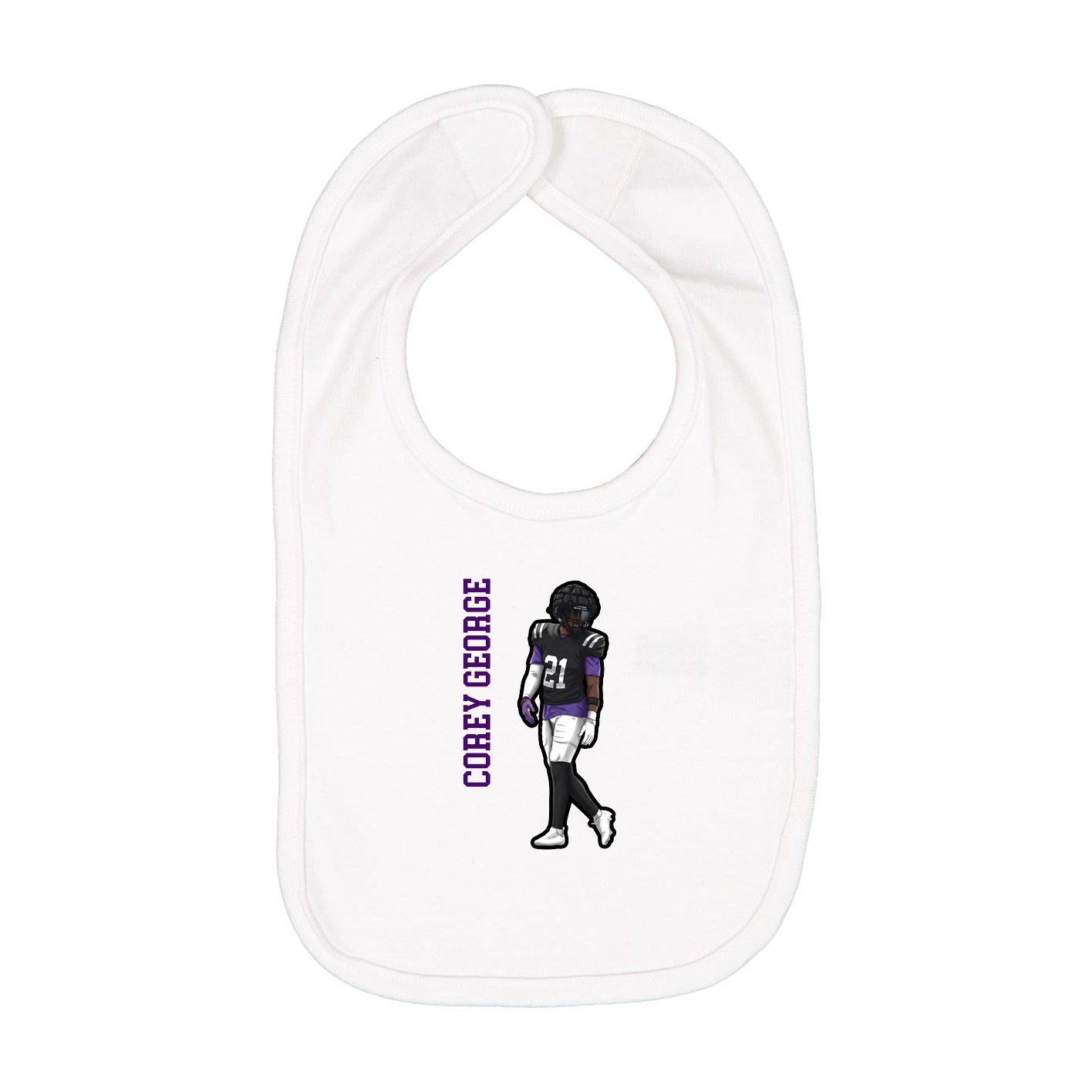 Infant Bib — Name Vertical in White