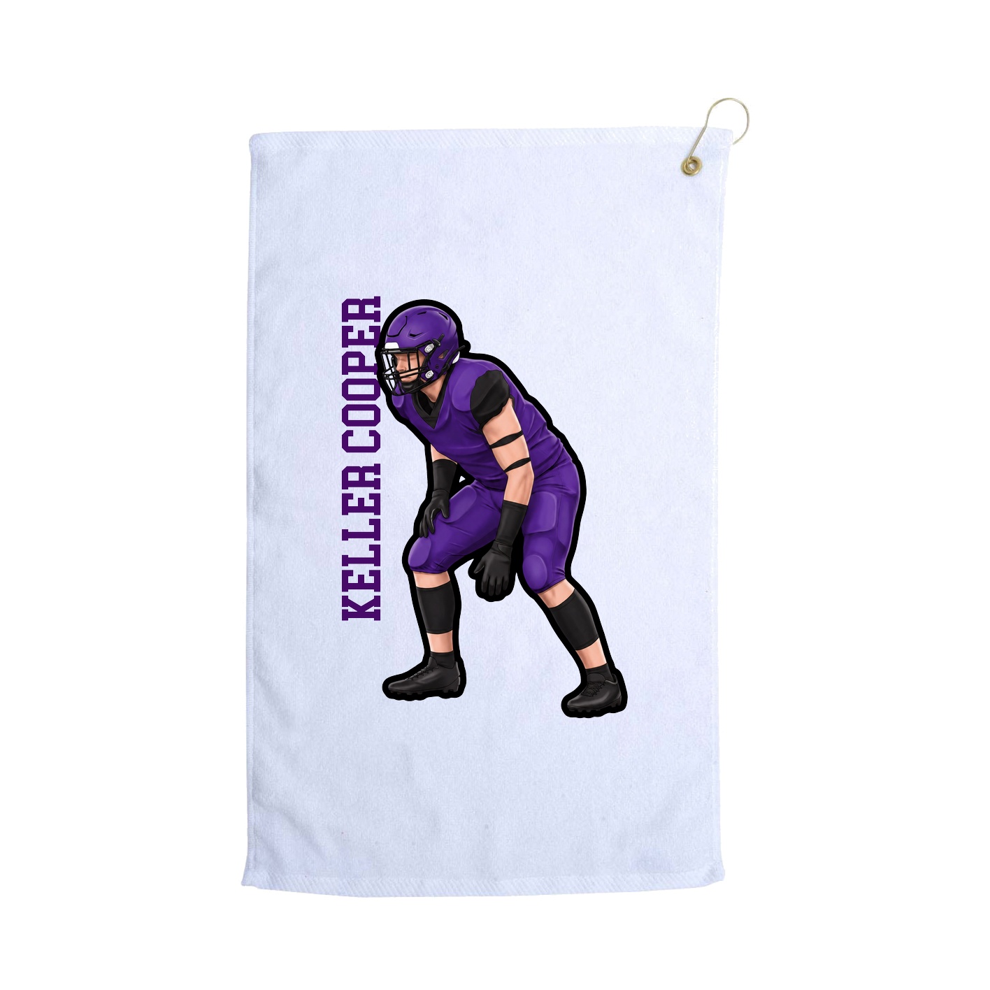 Golf Towel — Name Vertical in White